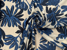 VOILE DE COTON FOND CREME MOTIFS FLEUR BLEU - My Little Coupon