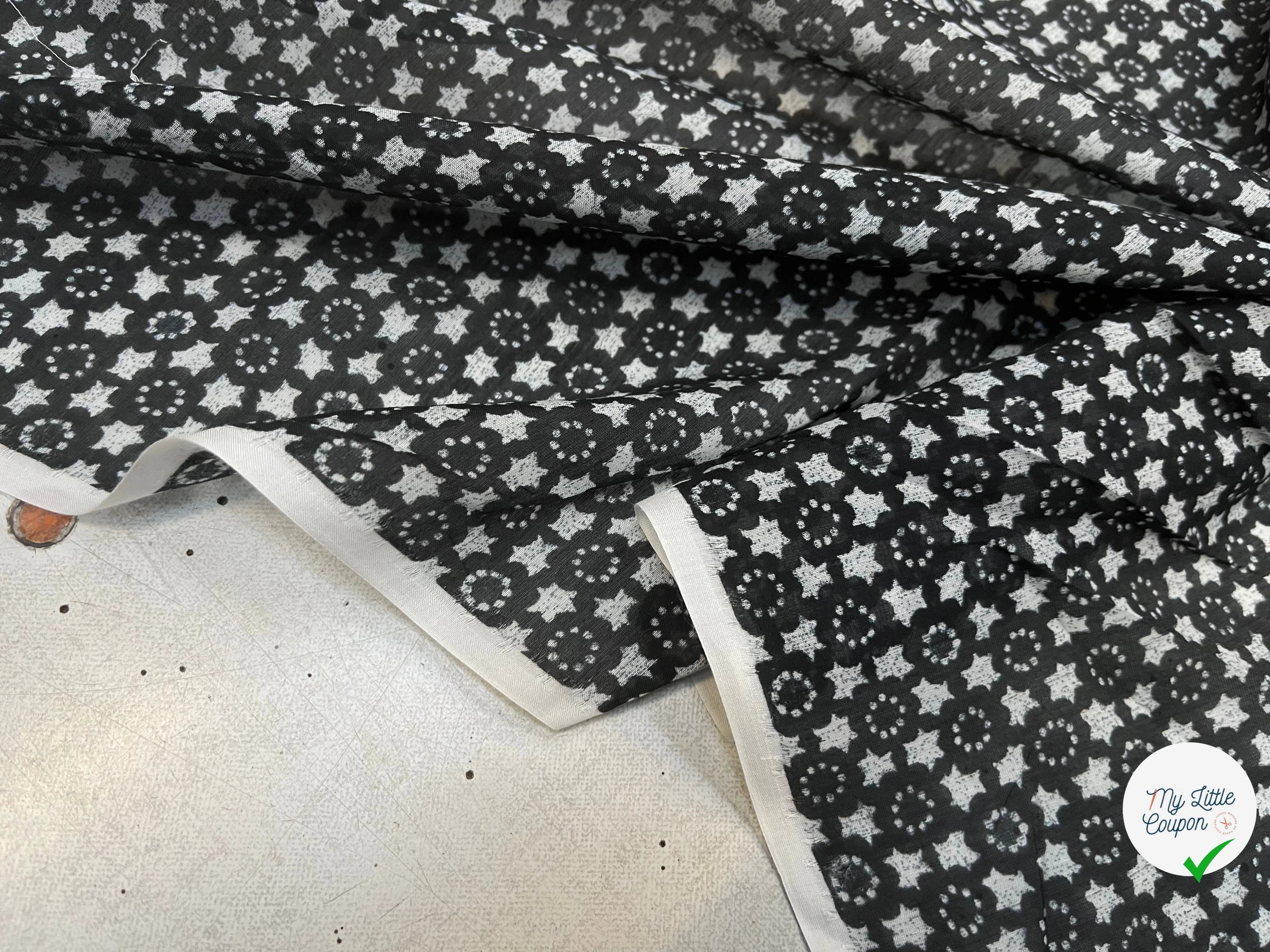 VOILE DE COTON FOND NOIR ETOILE - My Little Coupon