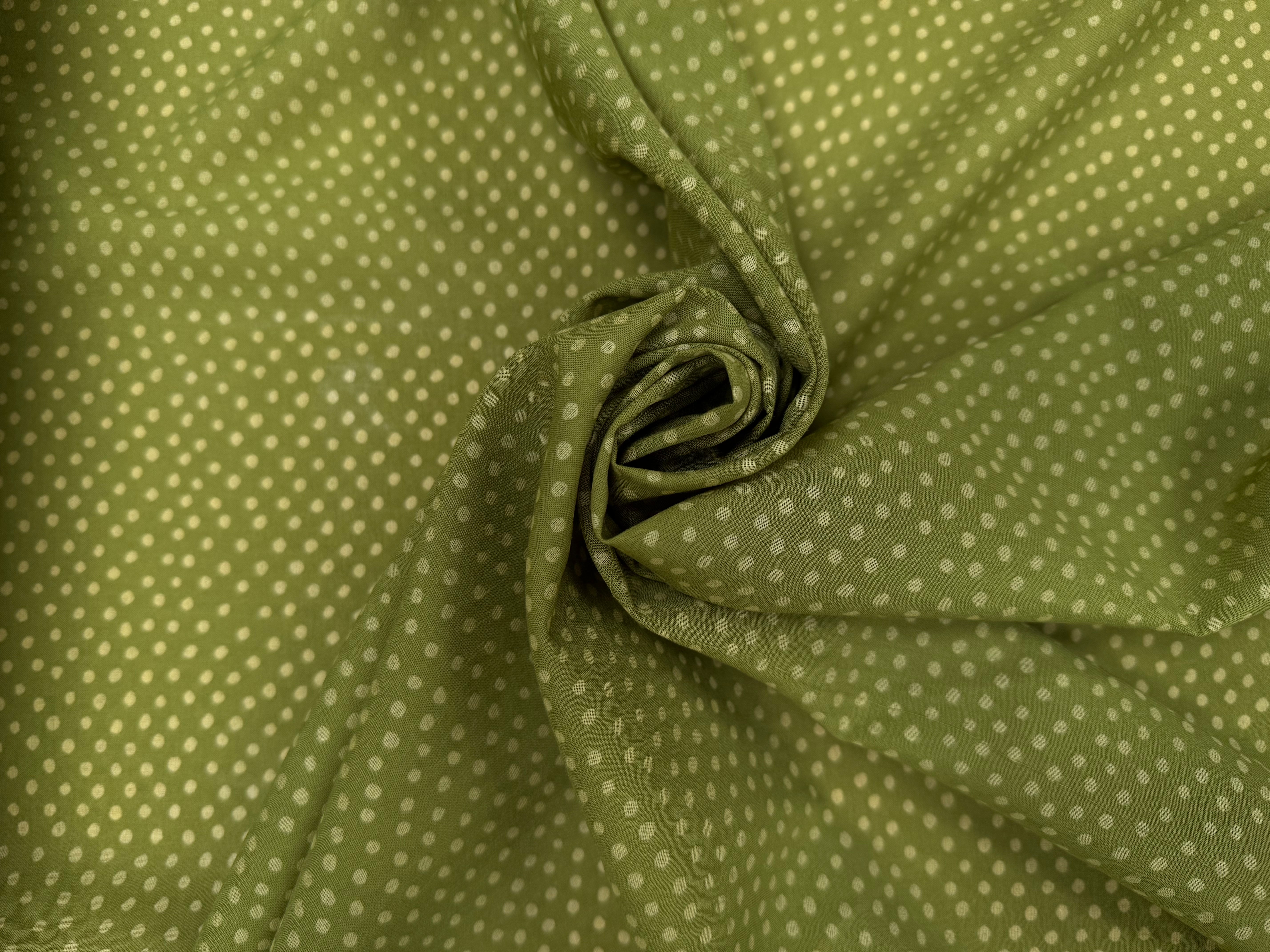 VOILE DE COTON FOND VERT MOTIFS PETITS POIDS - My Little Coupon