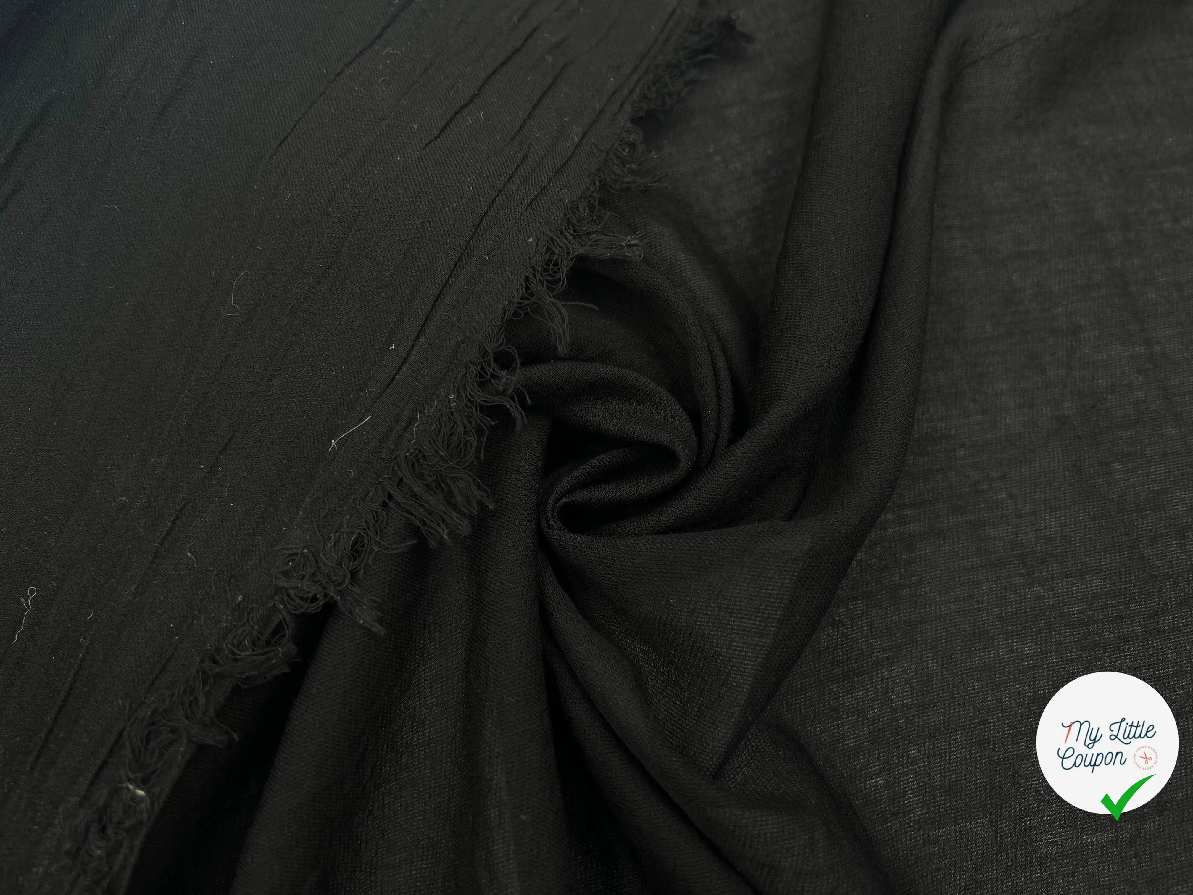 VOILE DE COTON FROISSÉ NOIR - My Little Coupon - tissu - coudre