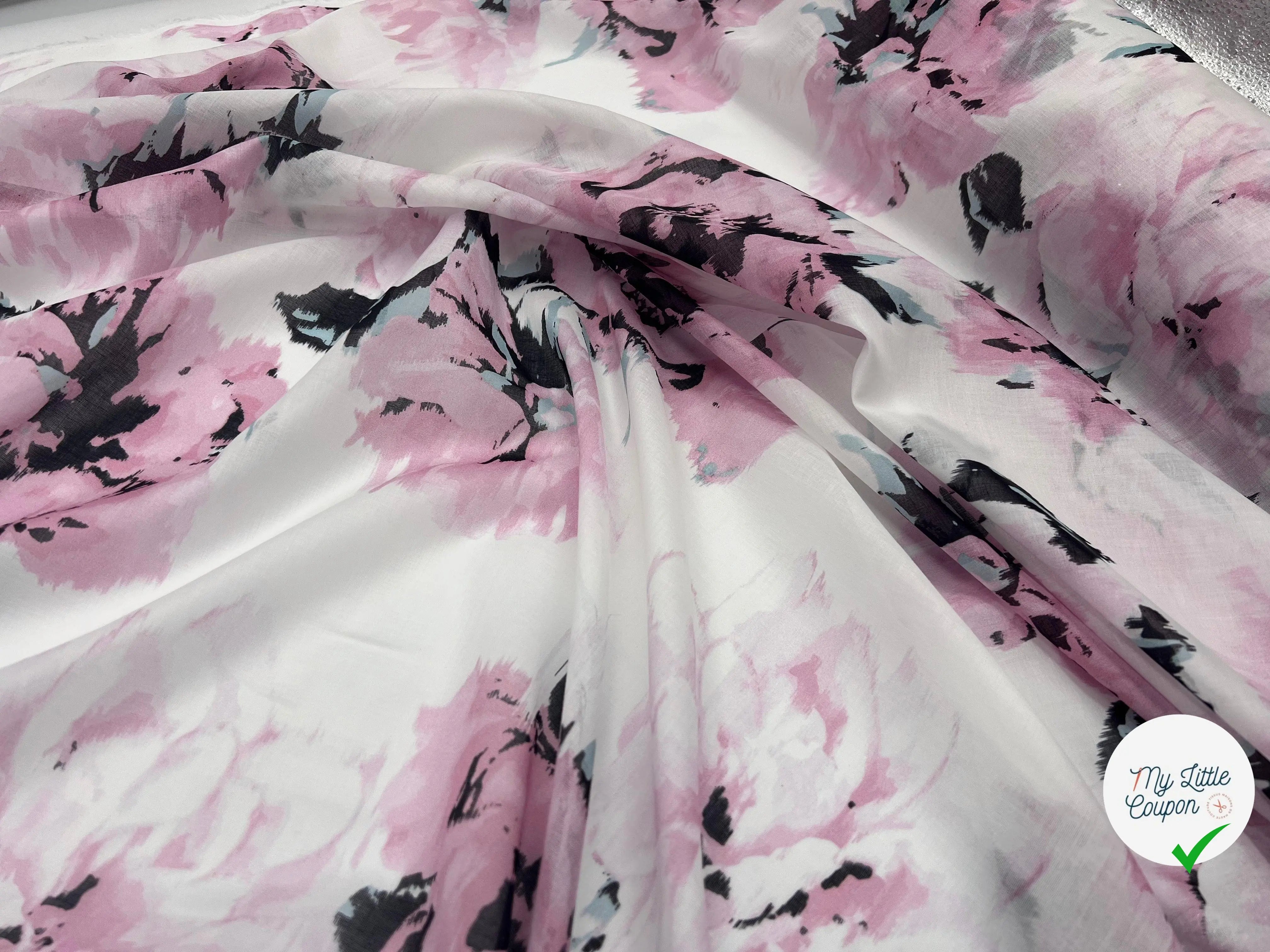 VOILE DE COTON IMPRIMÉ FLEURS FONDUES - My Little Coupon - tissu - coudre