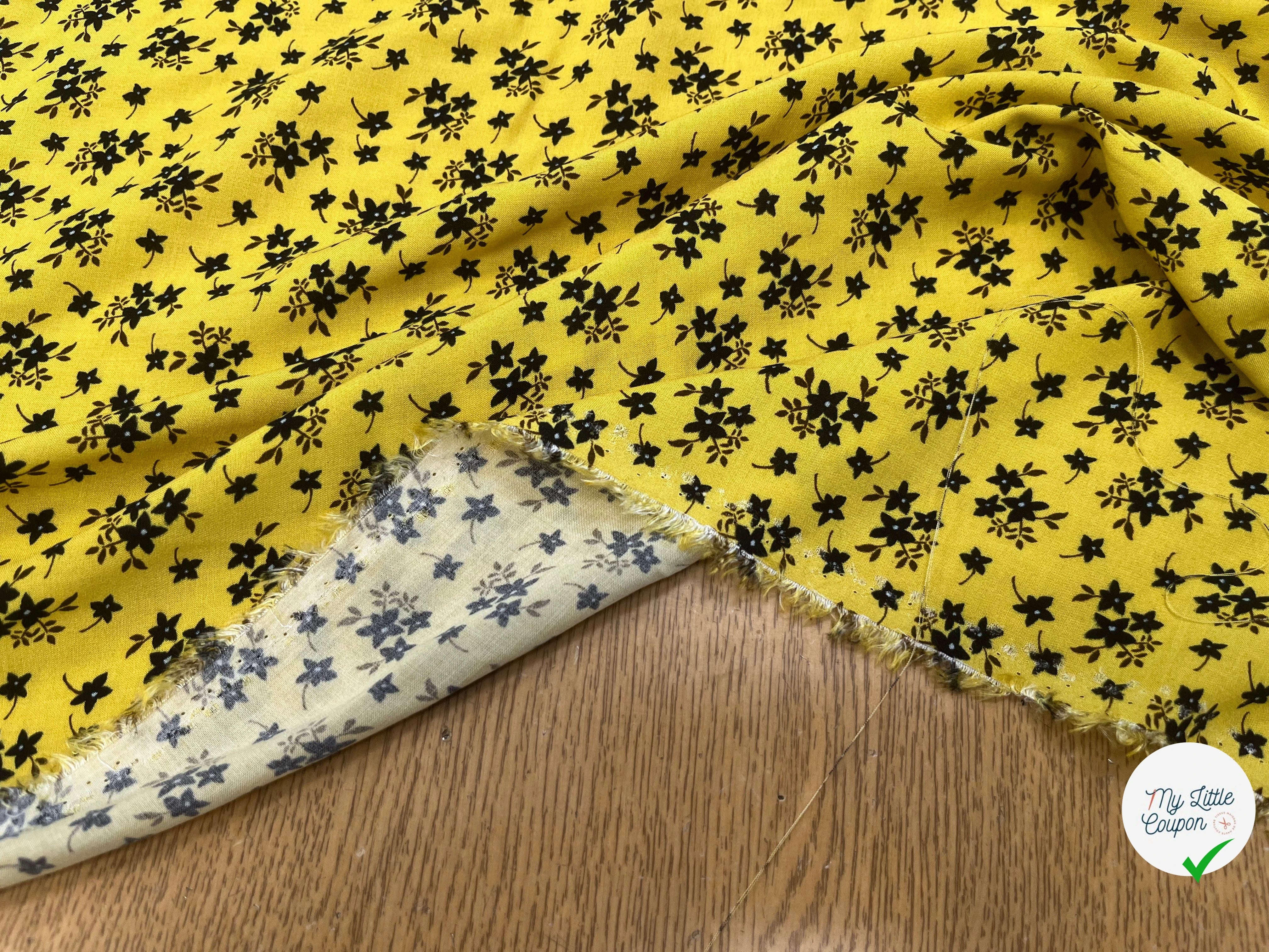 COTTON PRINTED VEIL SMALL FLOWERS YELLOW BACKGROUND - My Little Coupon