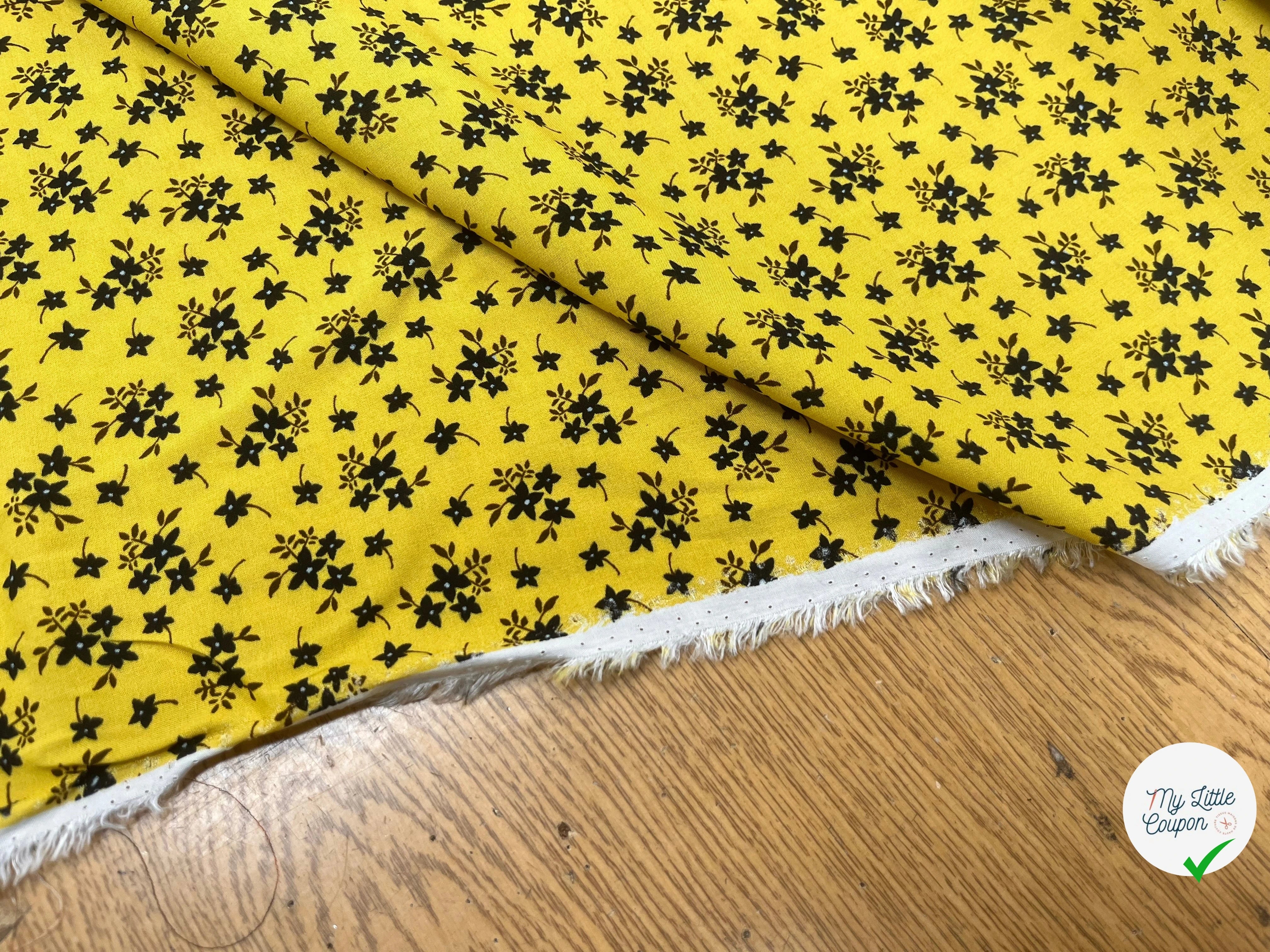COTTON PRINTED VEIL SMALL FLOWERS YELLOW BACKGROUND - My Little Coupon