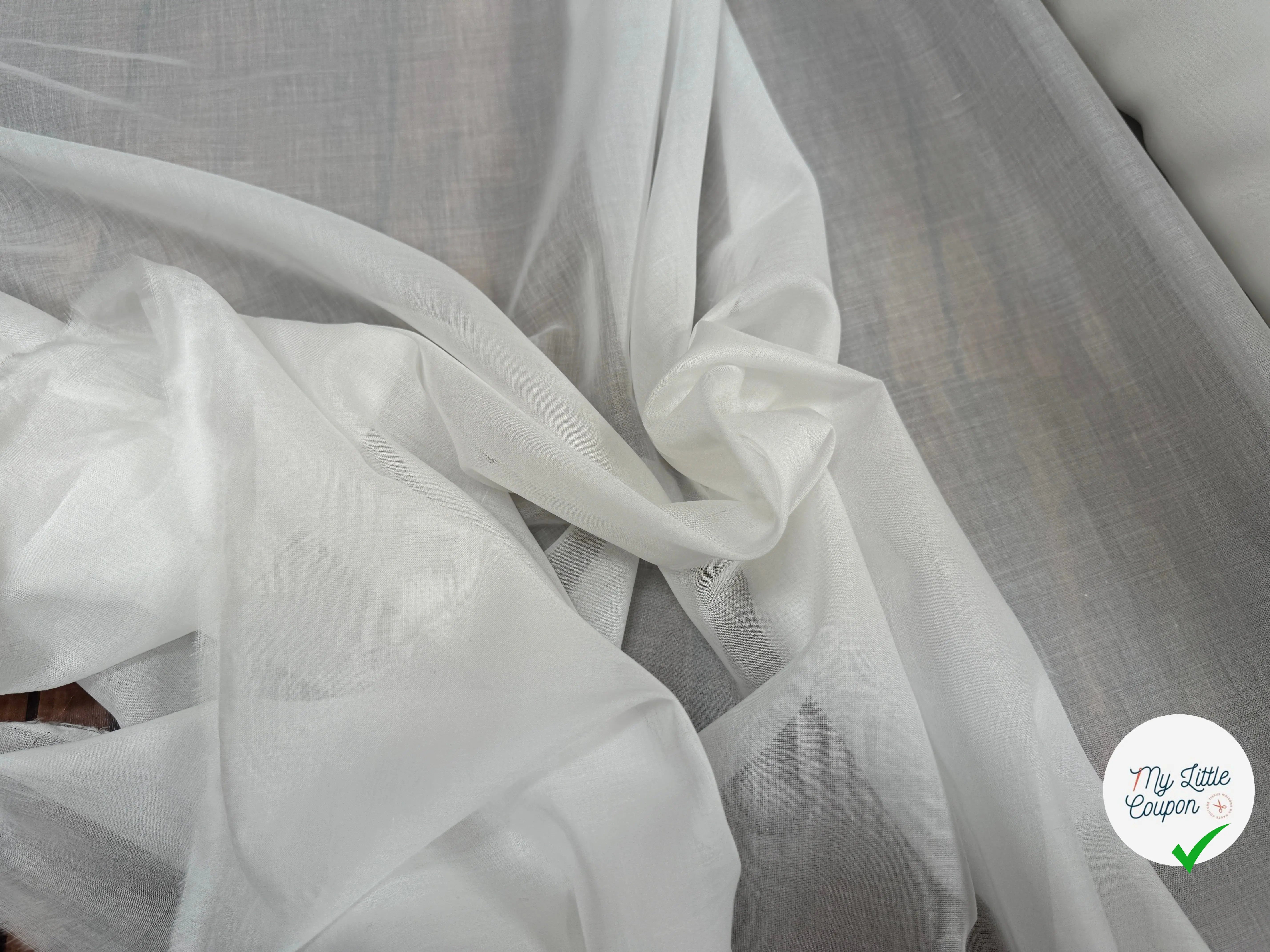 VOILE DE COTON ITALIEN BIANCO PUR COTON - My Little Coupon