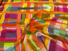 VOILE DE COTON LEGER PLEXI IMPRIMÉ CARREAUX MULTICOLORE - My Little Coupon