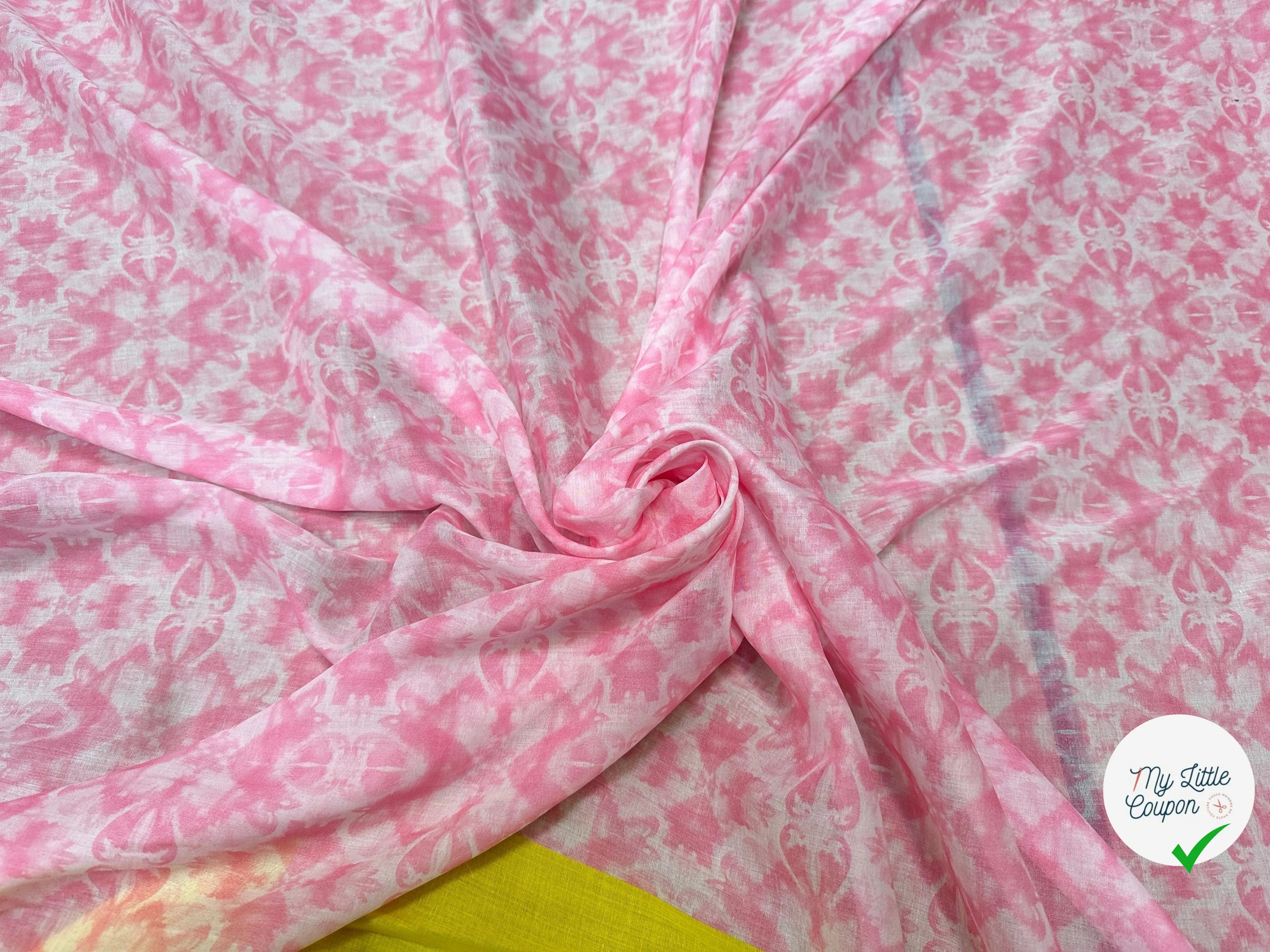VOILE DE COTON LEGEREMENT EMERISÉ BASE JAUNE - My Little Coupon
