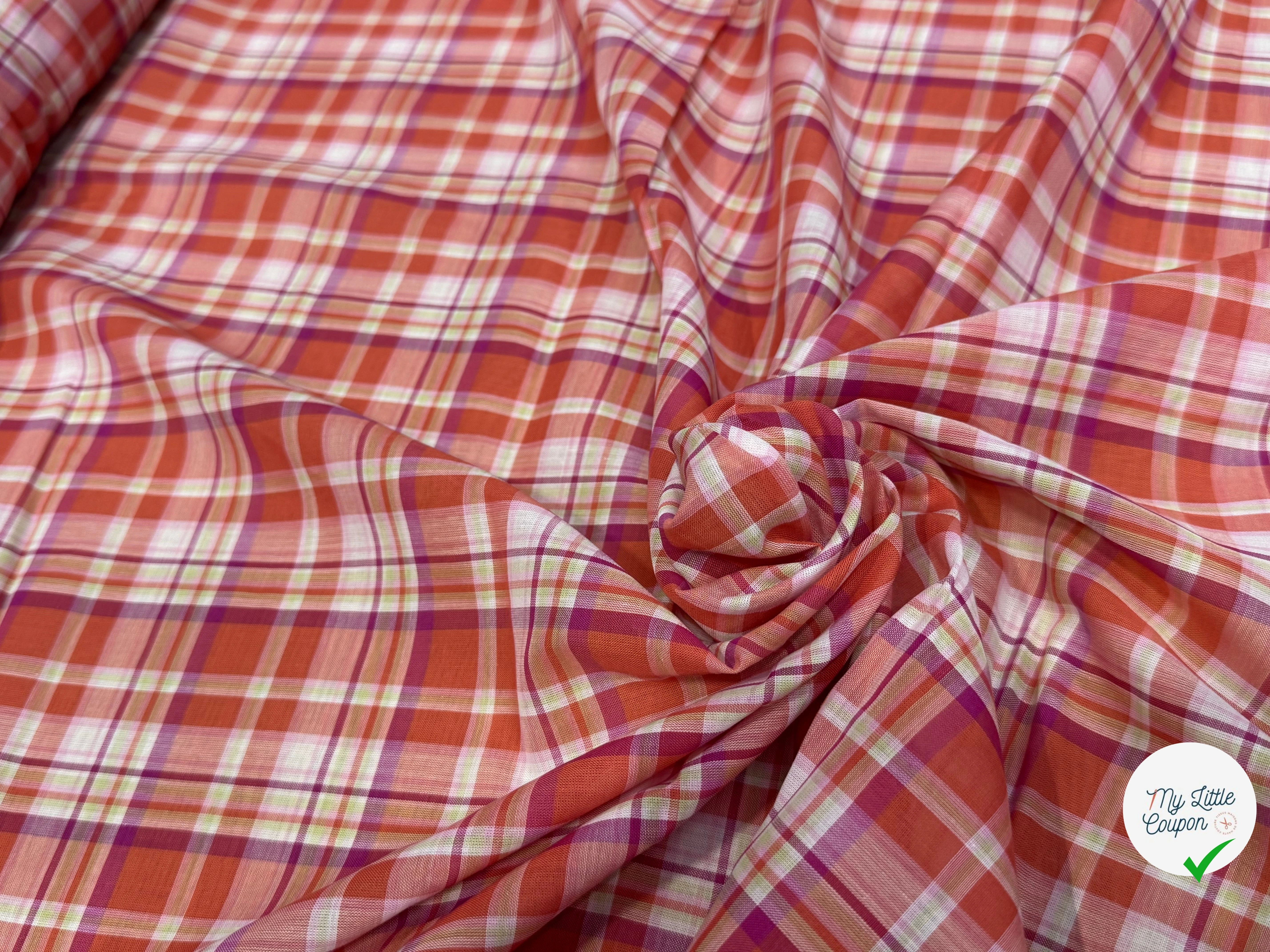 VOILE DE COTON MADRAS ROUGE VIOLET - My Little Coupon