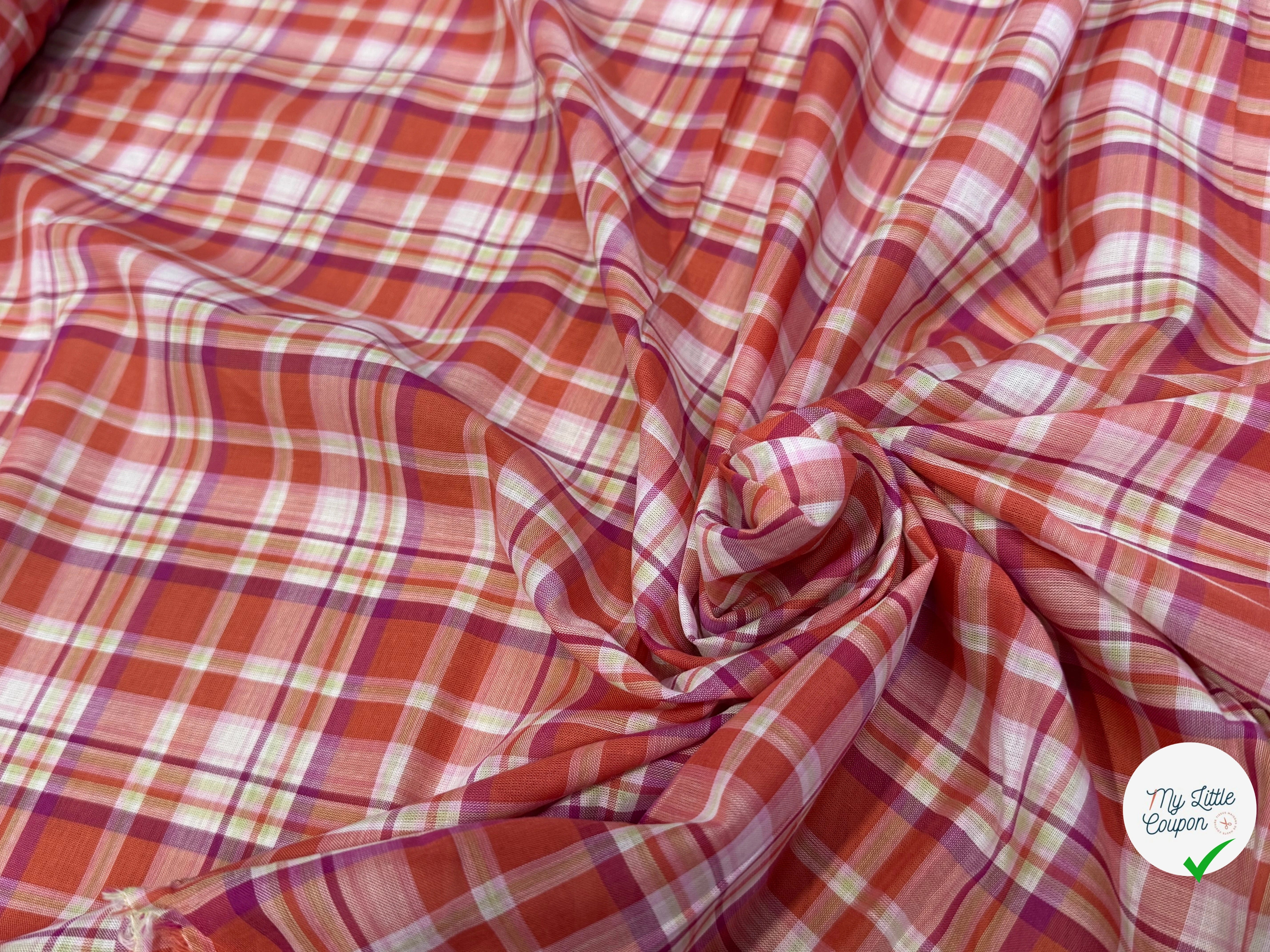 VOILE DE COTON MADRAS ROUGE VIOLET - My Little Coupon