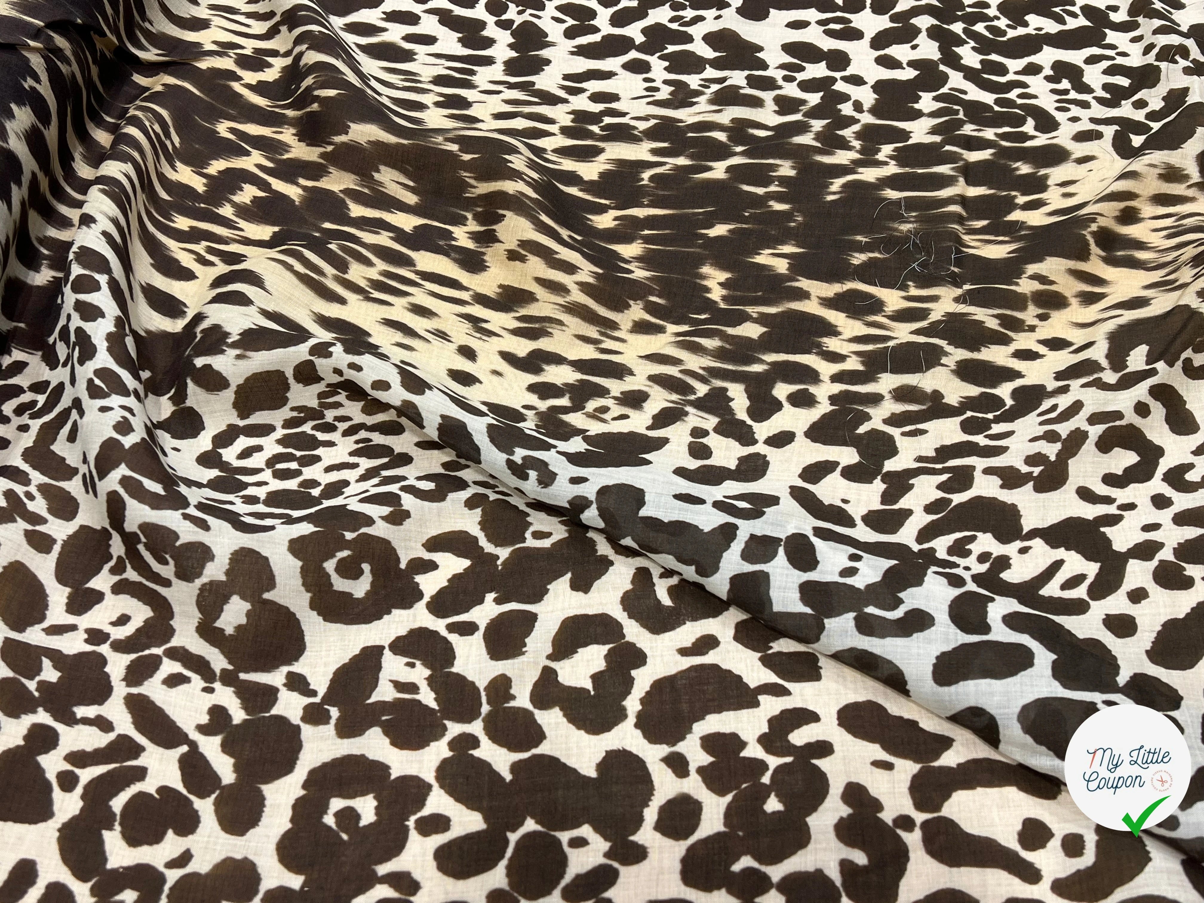 VOILE DE COTON MOTIF LÉOPARD BEIGE MARRON 140CM - My Little Coupon