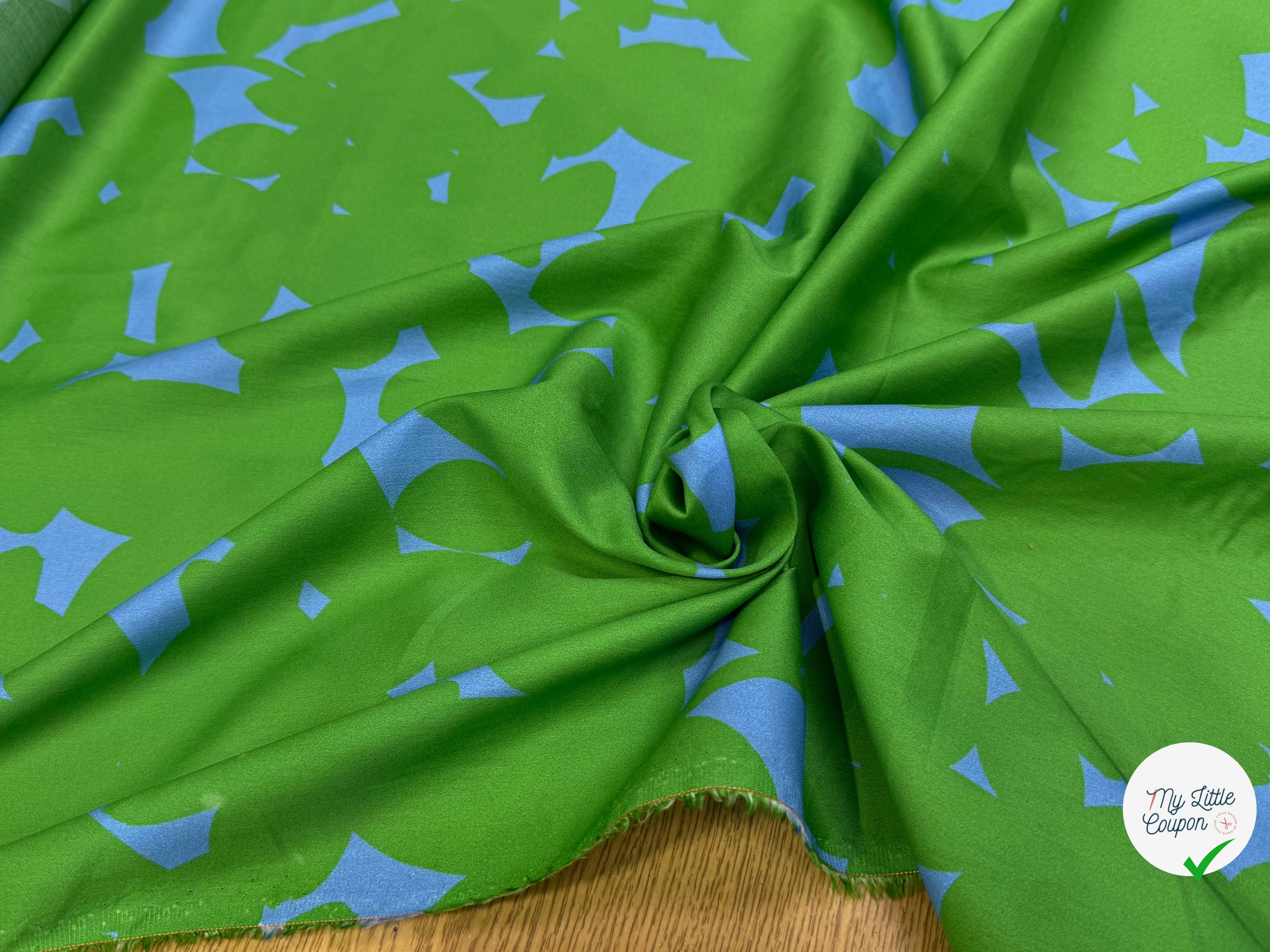 VOILE DE COTON NINFEA OMBRE VERT IMPRIMÉ FLORAL GRAPHIQUE BICOLORE - My Little Coupon