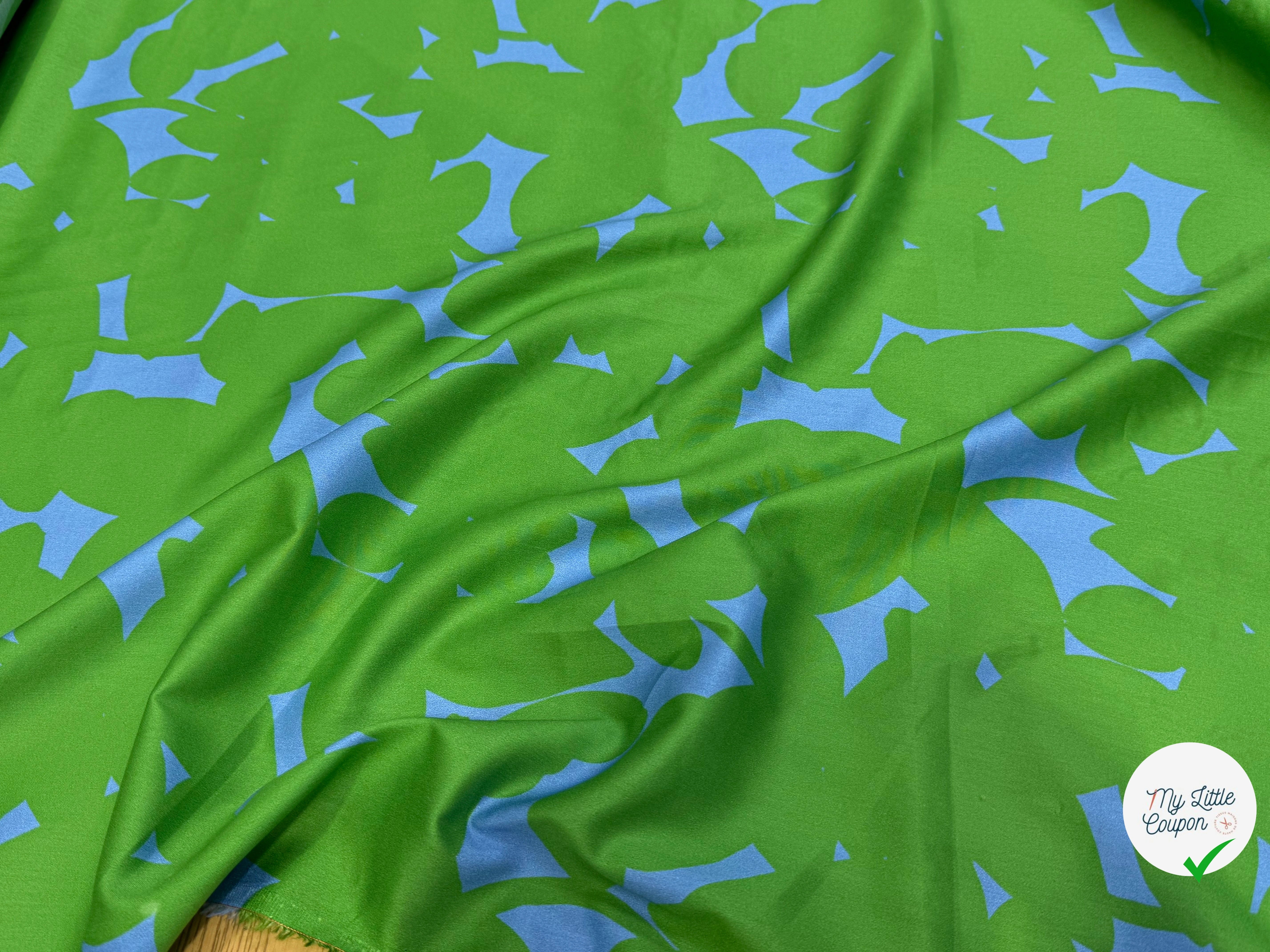 VOILE DE COTON NINFEA OMBRE VERT IMPRIMÉ FLORAL GRAPHIQUE BICOLORE - My Little Coupon