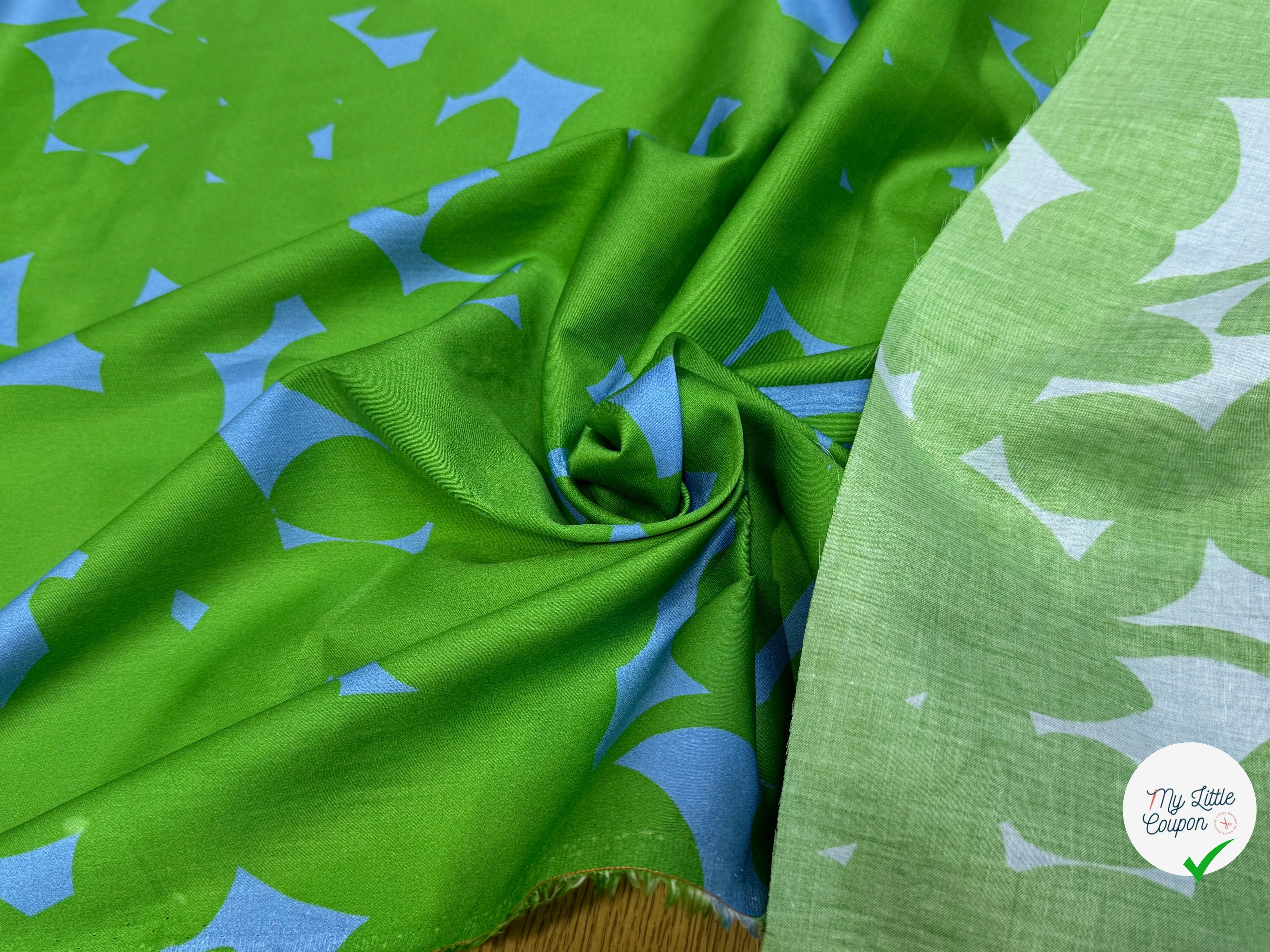 VOILE DE COTON NINFEA OMBRE VERT IMPRIMÉ FLORAL GRAPHIQUE BICOLORE - My Little Coupon