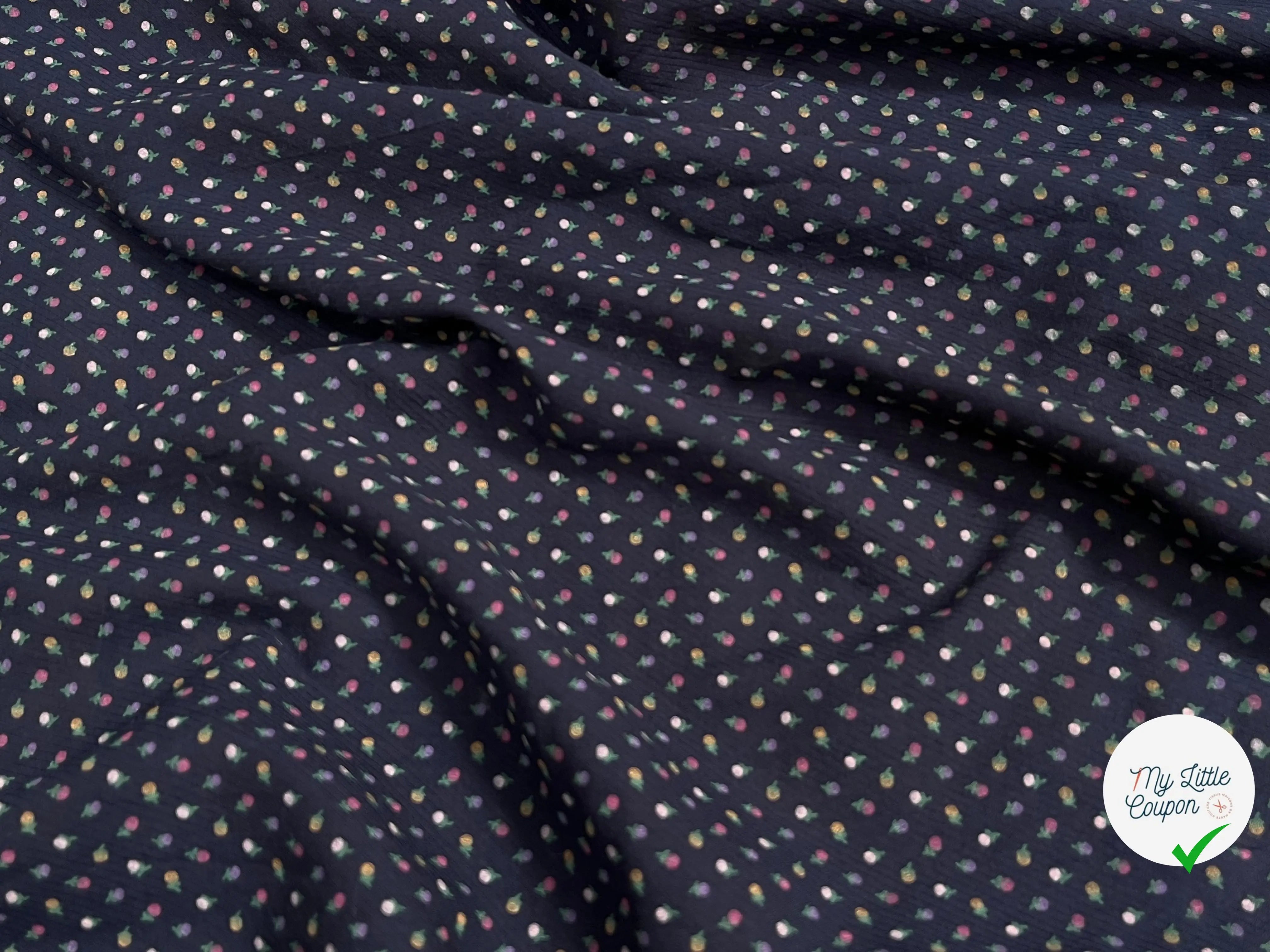 VOILE DE COTON SERGÉE PETITES FLEURS MULTICOLORES - My Little Coupon