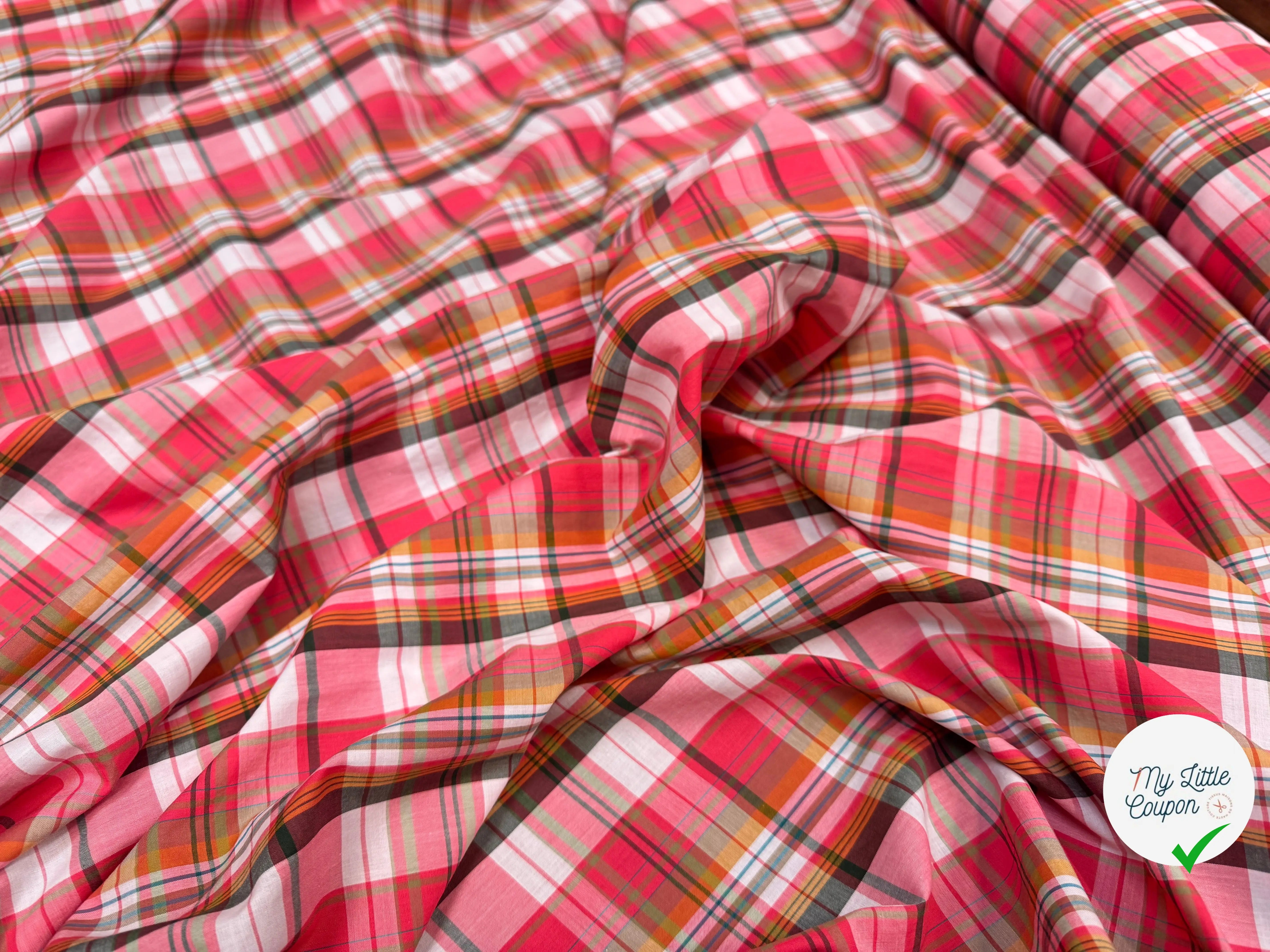 VOILE DE COTON TARTAN ROSE 13 - My Little Coupon