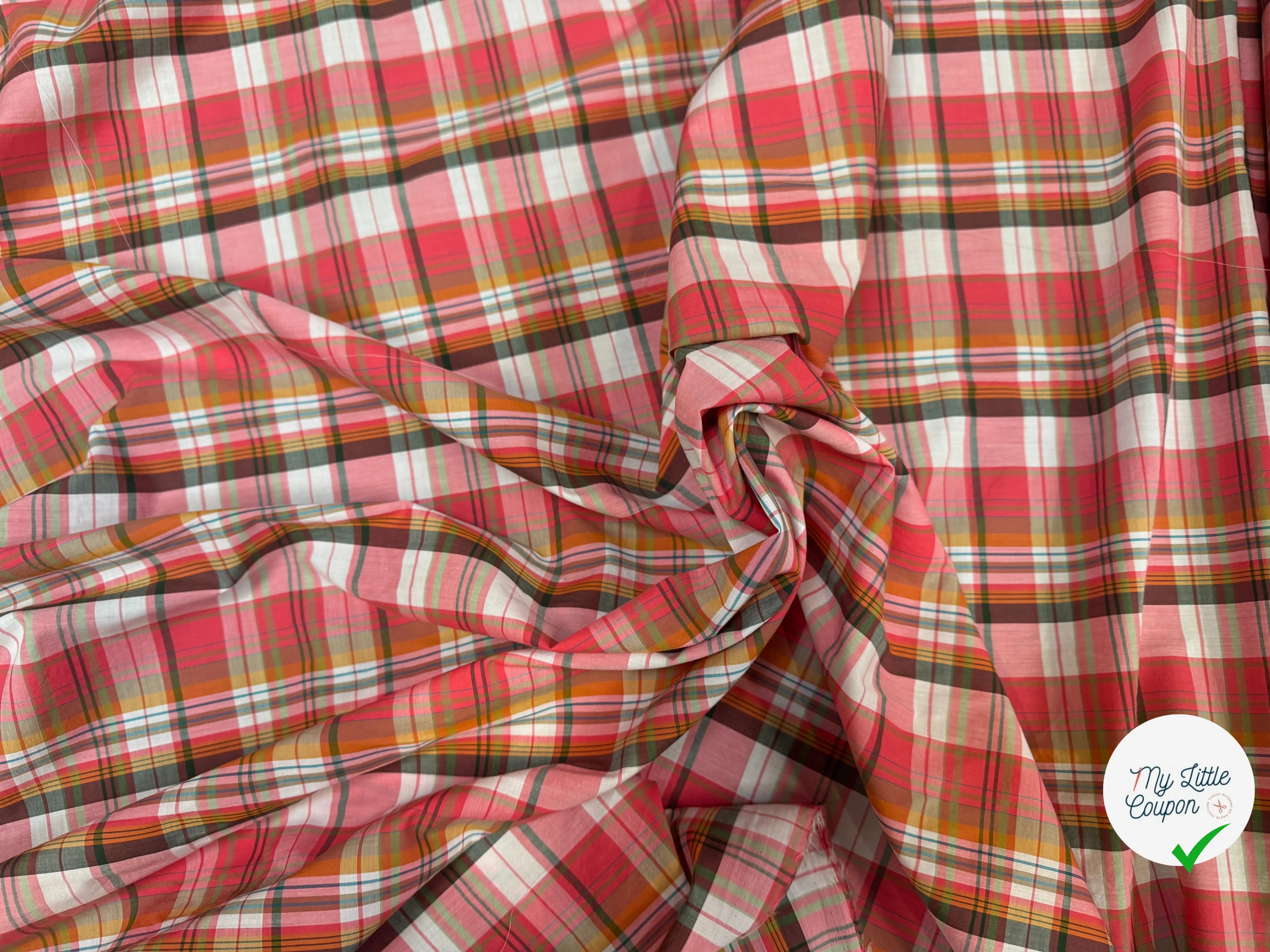 VOILE DE COTON TARTAN ROSE 13 - My Little Coupon