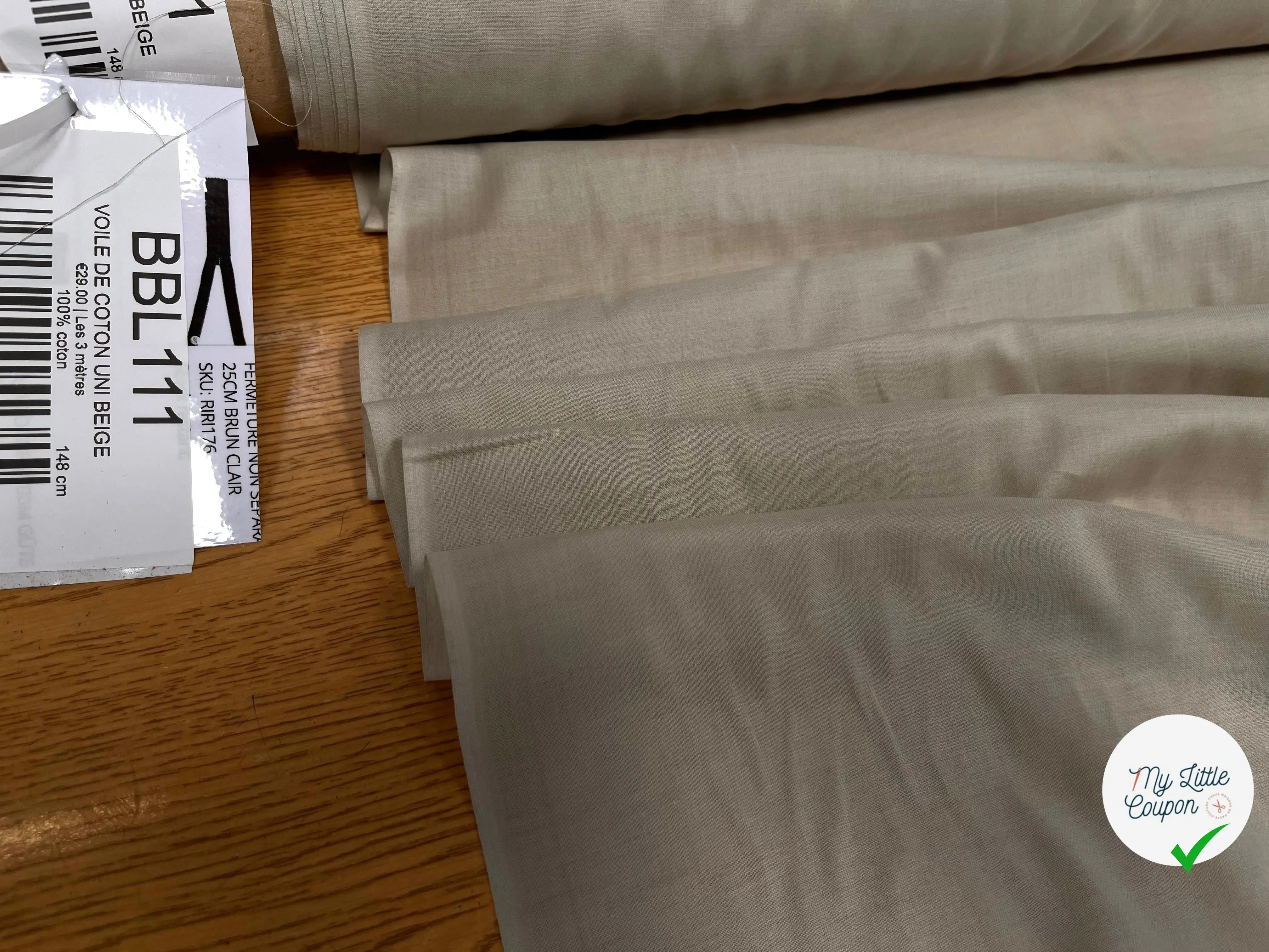 VOILE DE COTON UNI BEIGE - My Little Coupon