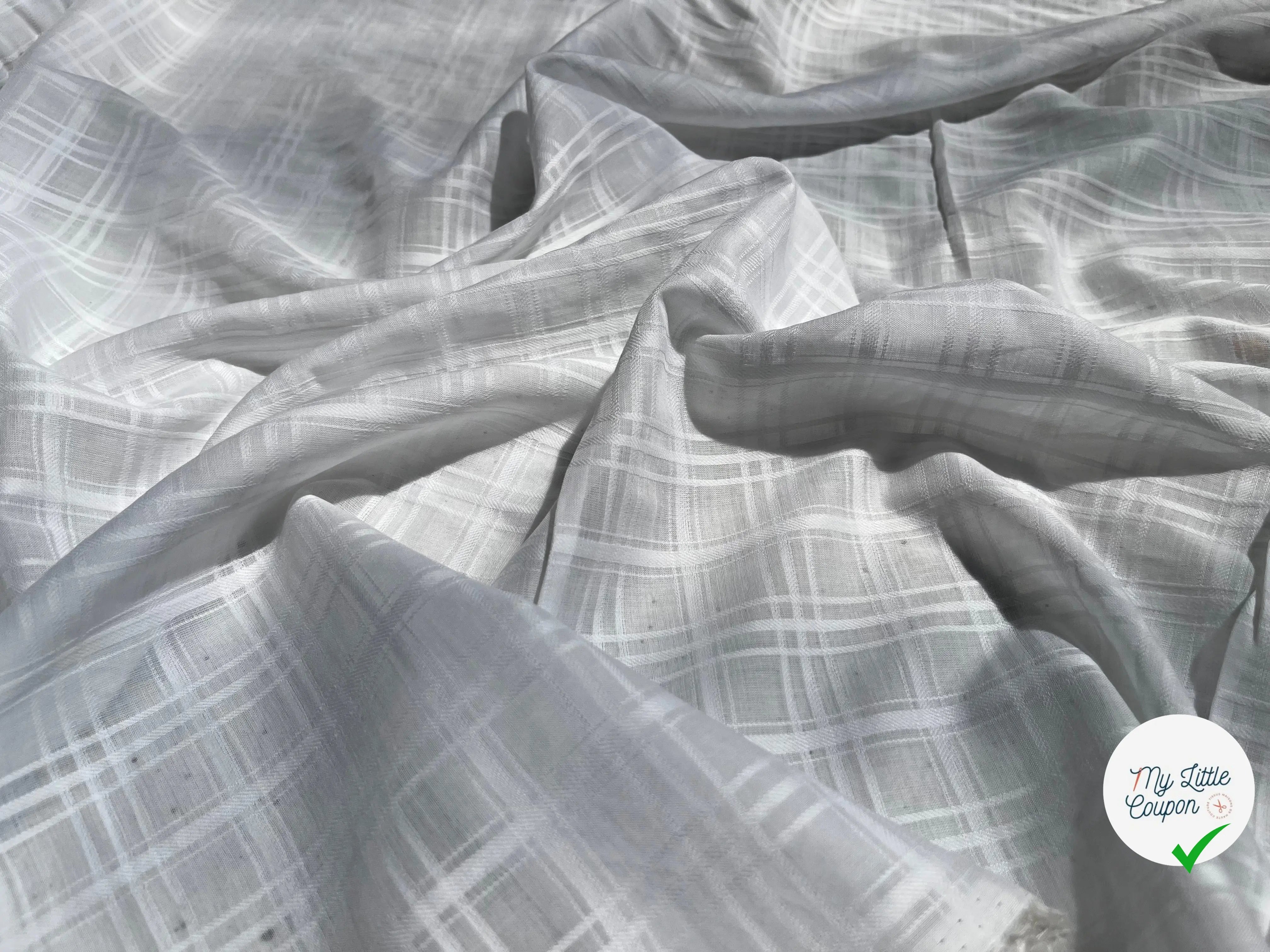 VOILE DE COTON UNI BLANC QUADRILLÉ - My Little Coupon