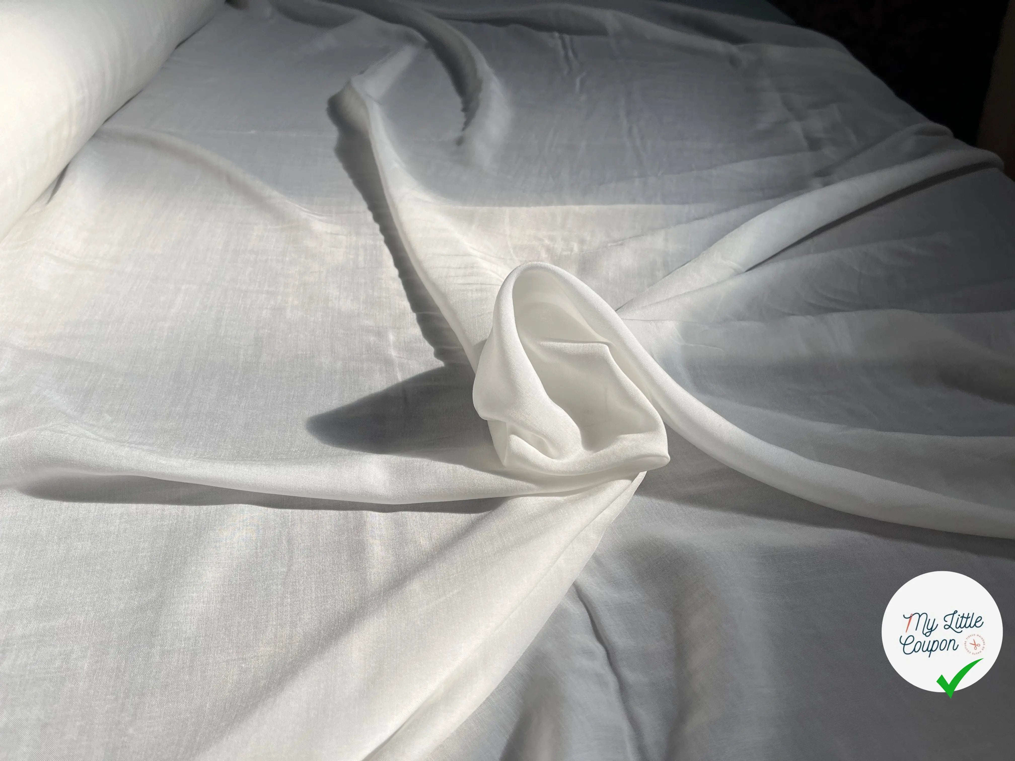VOILE DE COTON UNI COULEUR BLANC ECRU - My Little Coupon