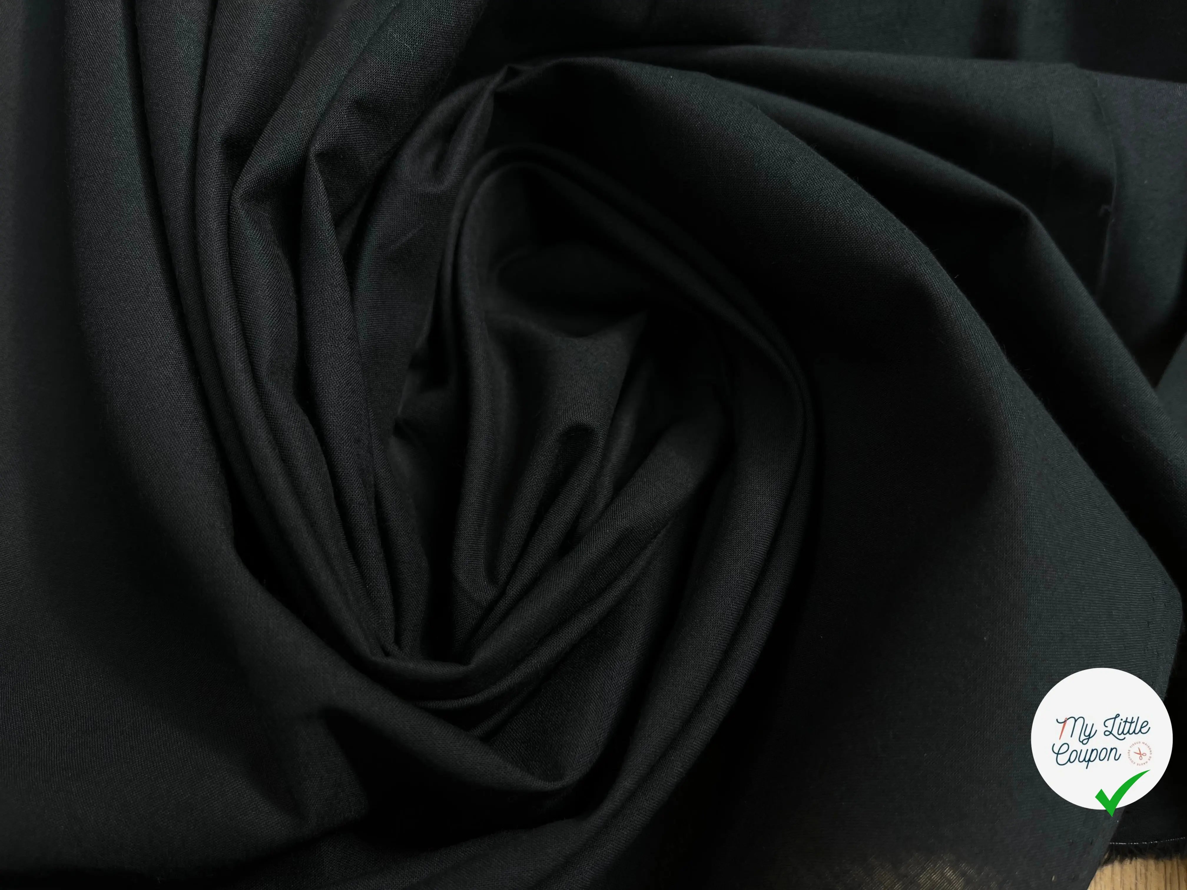 VOILE DE COTON UNI NOIR SOUPLE - My Little Coupon