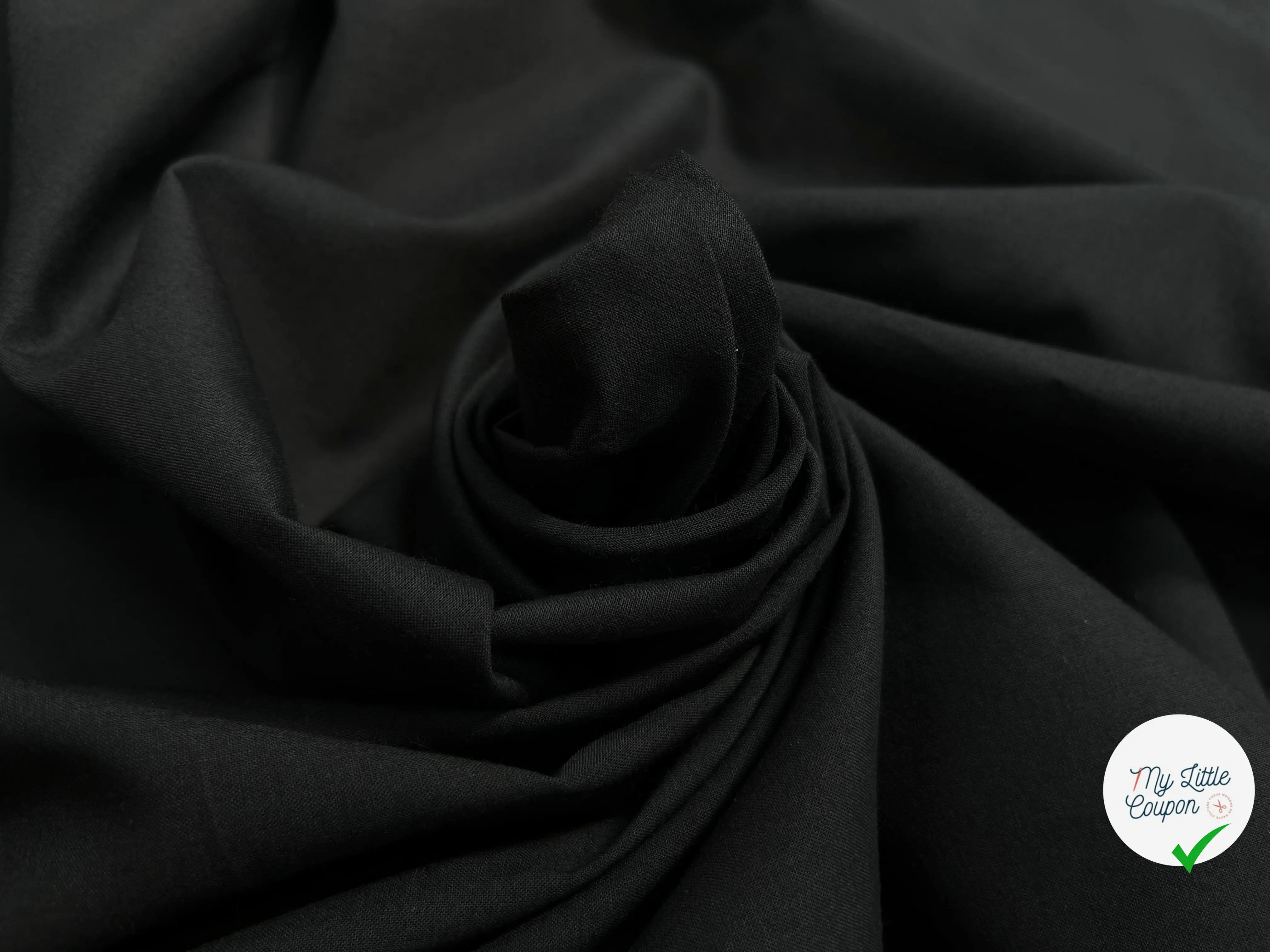 VOILE DE COTON UNI NOIR SOUPLE - My Little Coupon