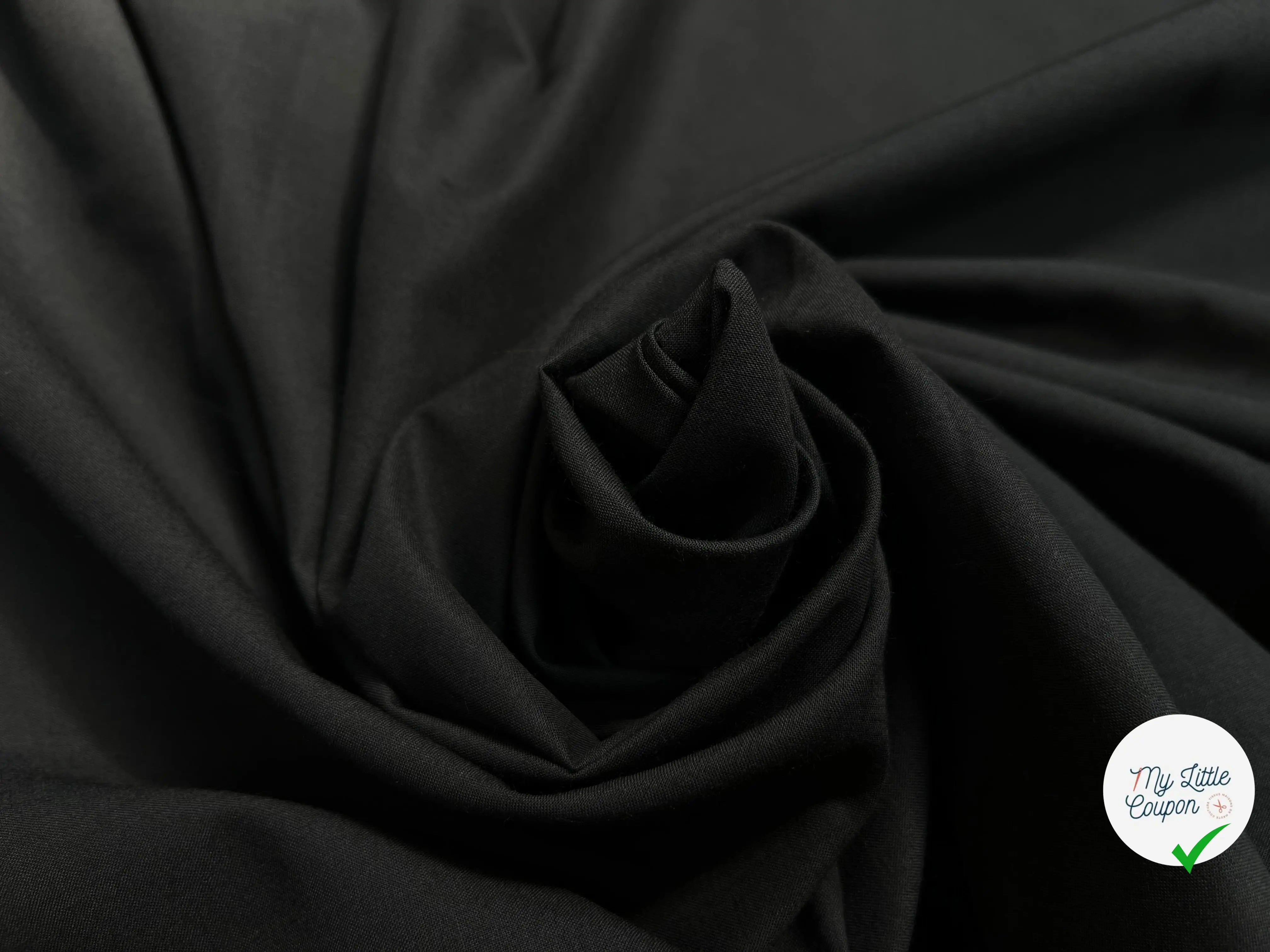 VOILE DE COTON UNI NOIR SOUPLE - My Little Coupon