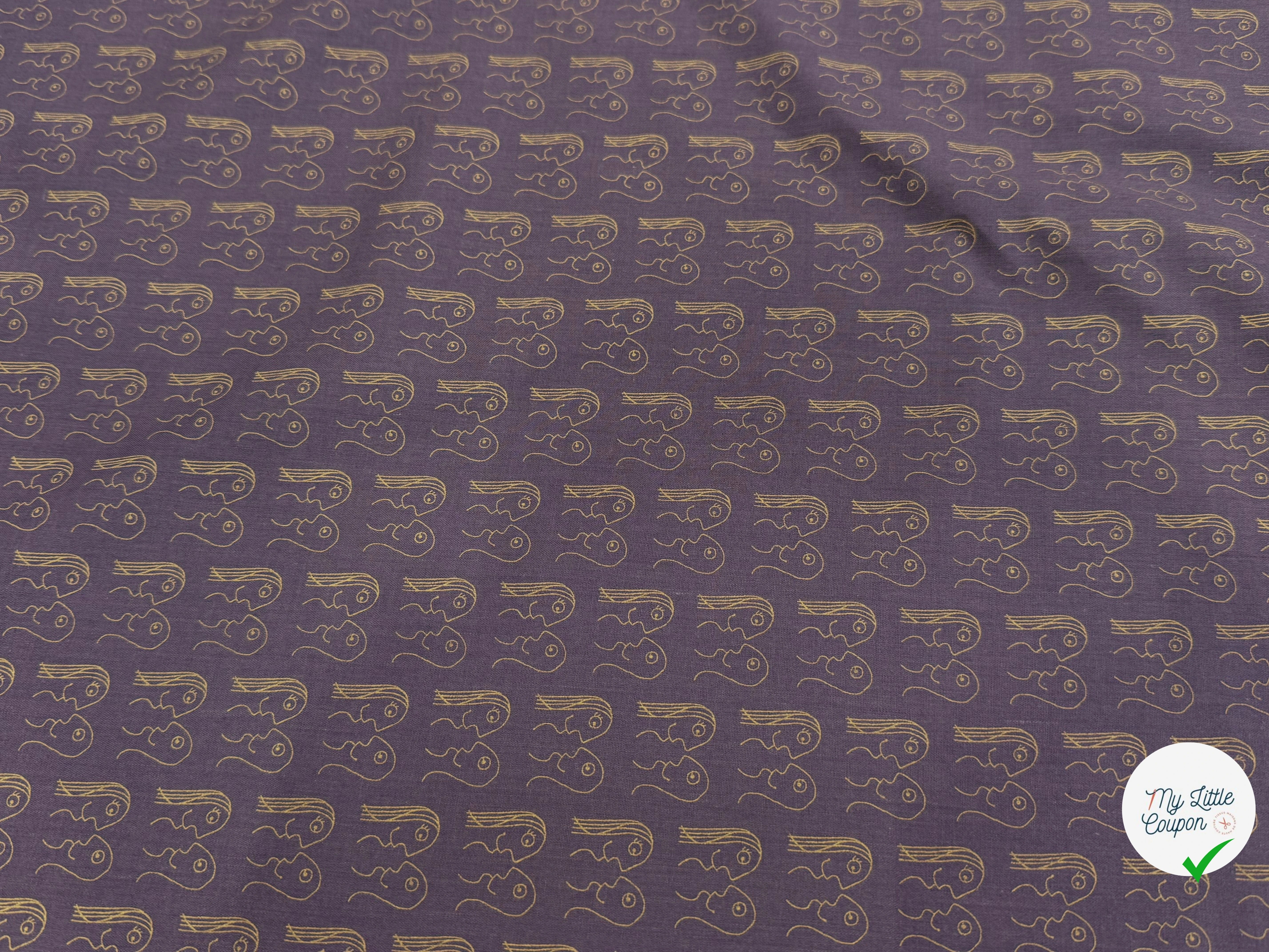VOILE DE COTON VIOLET IMPRIMÉ EYE CONTACT - My Little Coupon