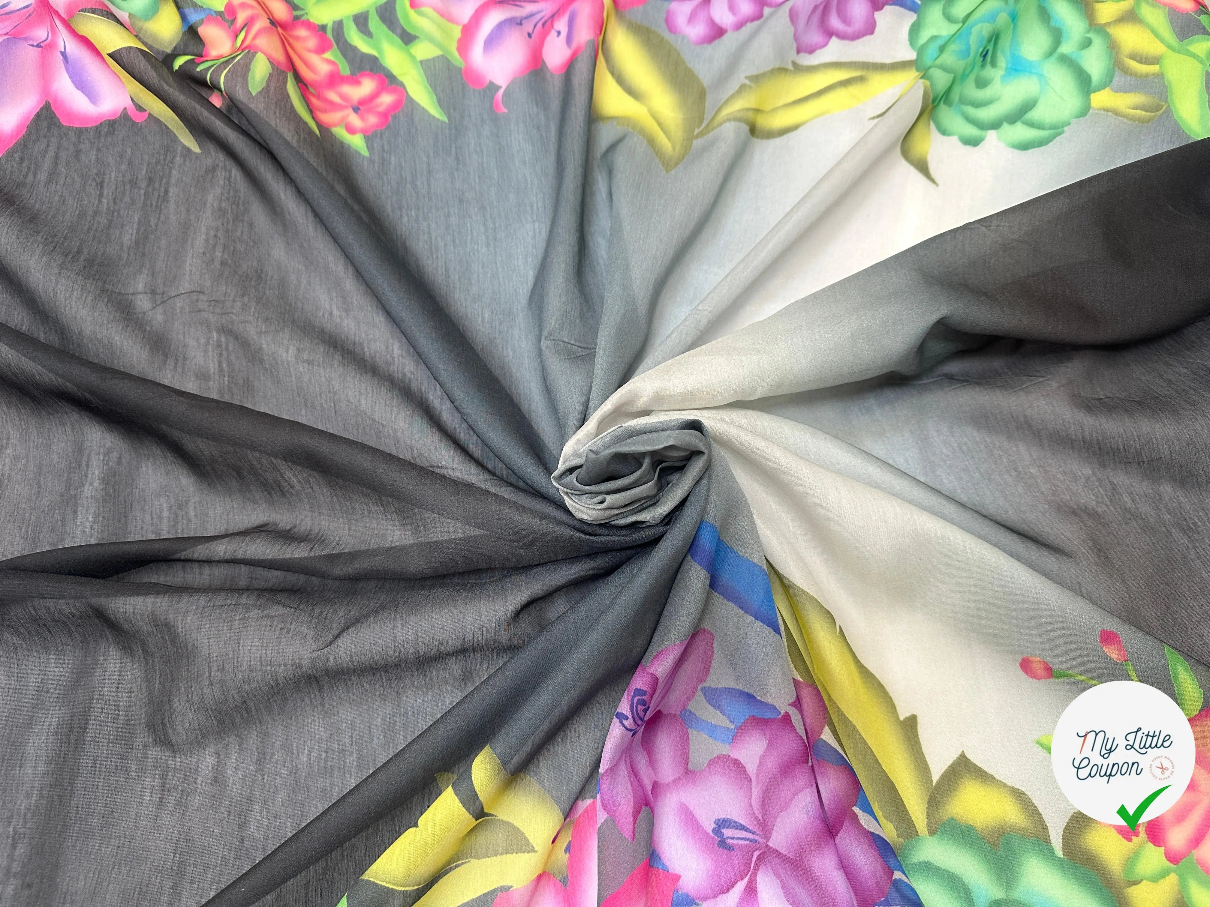 VOILE EMERISÉ COTON SOIE BASES DE FLEURS - My Little Coupon