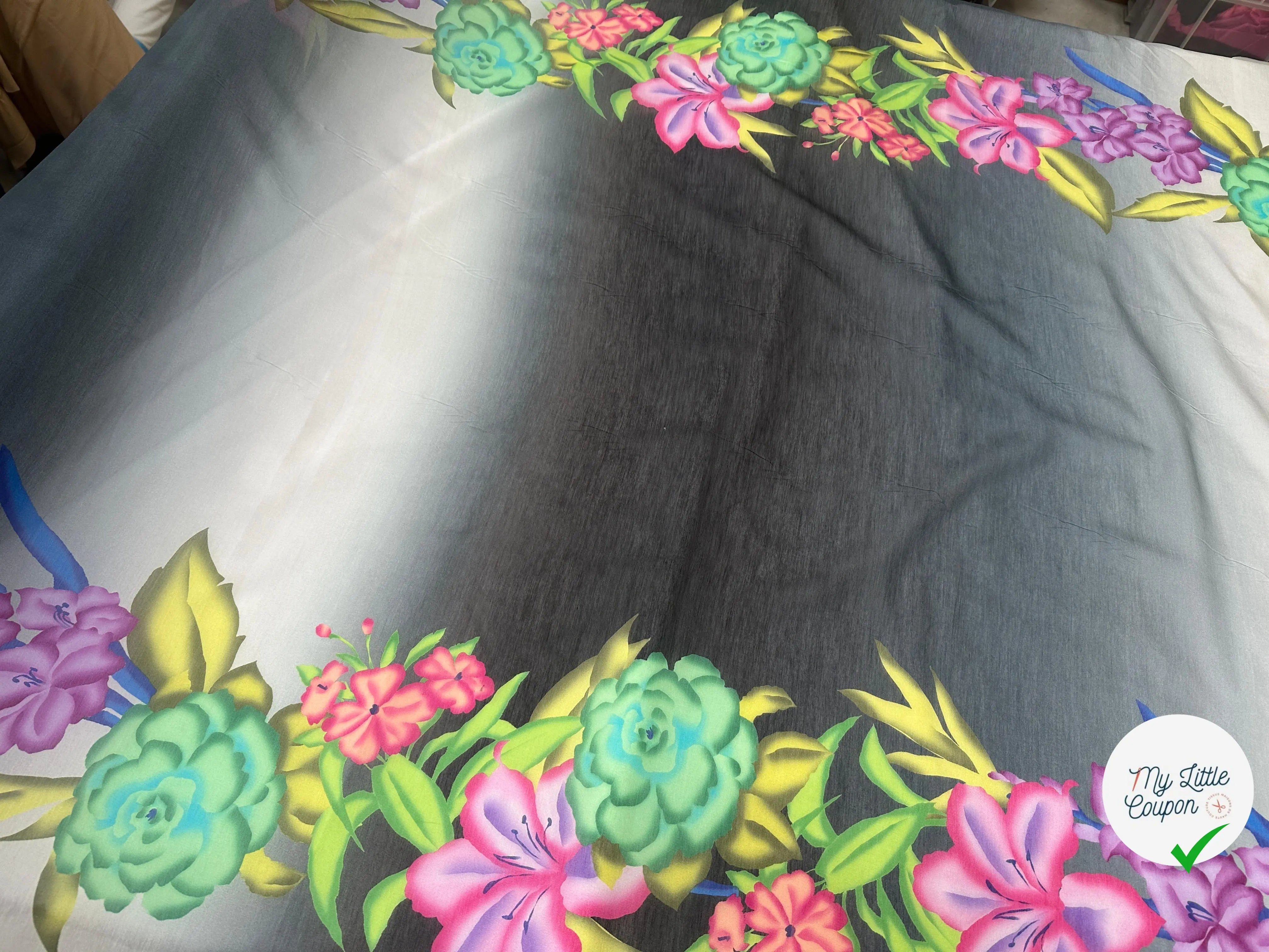 VOILE EMERISÉ COTON SOIE BASES DE FLEURS - My Little Coupon