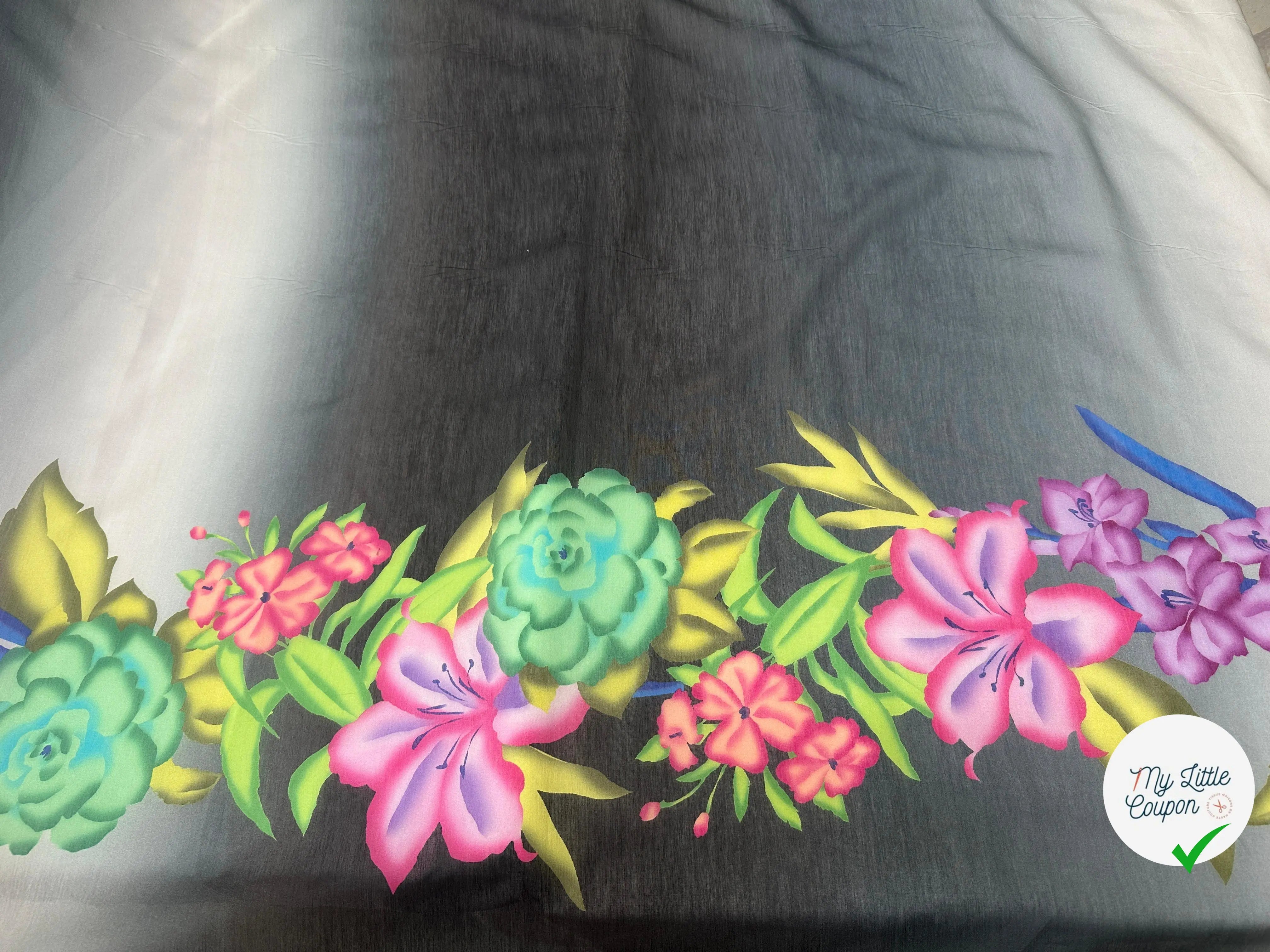 VOILE EMERISÉ COTON SOIE BASES DE FLEURS - My Little Coupon