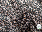 VOILE LUREX TESSUTO 100%PL FOND NOIR PETITES FLEURS BLANC - My Little Coupon