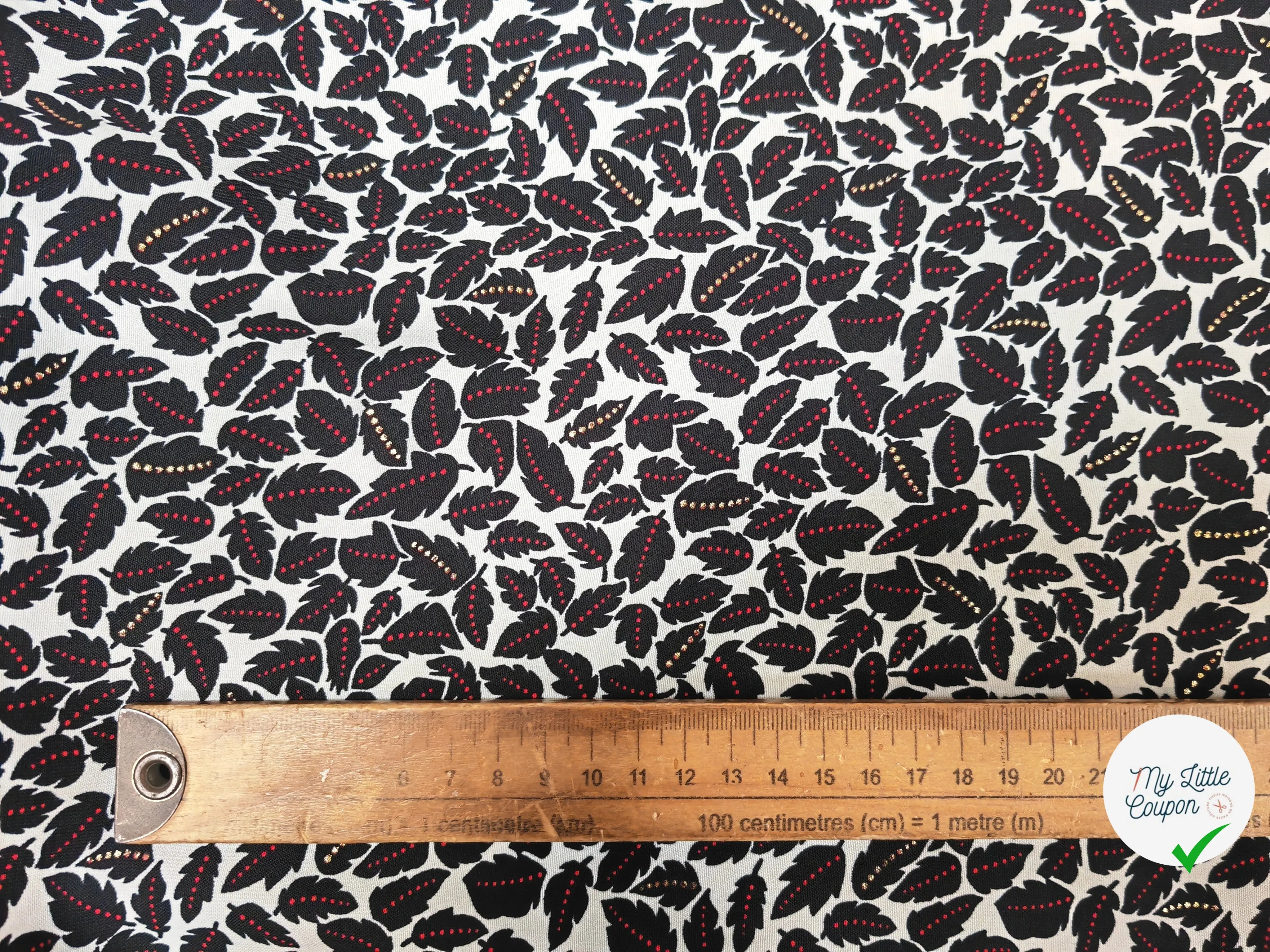 WOOLPEACH FEUILLES NOIR POINT ROUGE ET DORÉ FOND BLANC - My Little Coupon