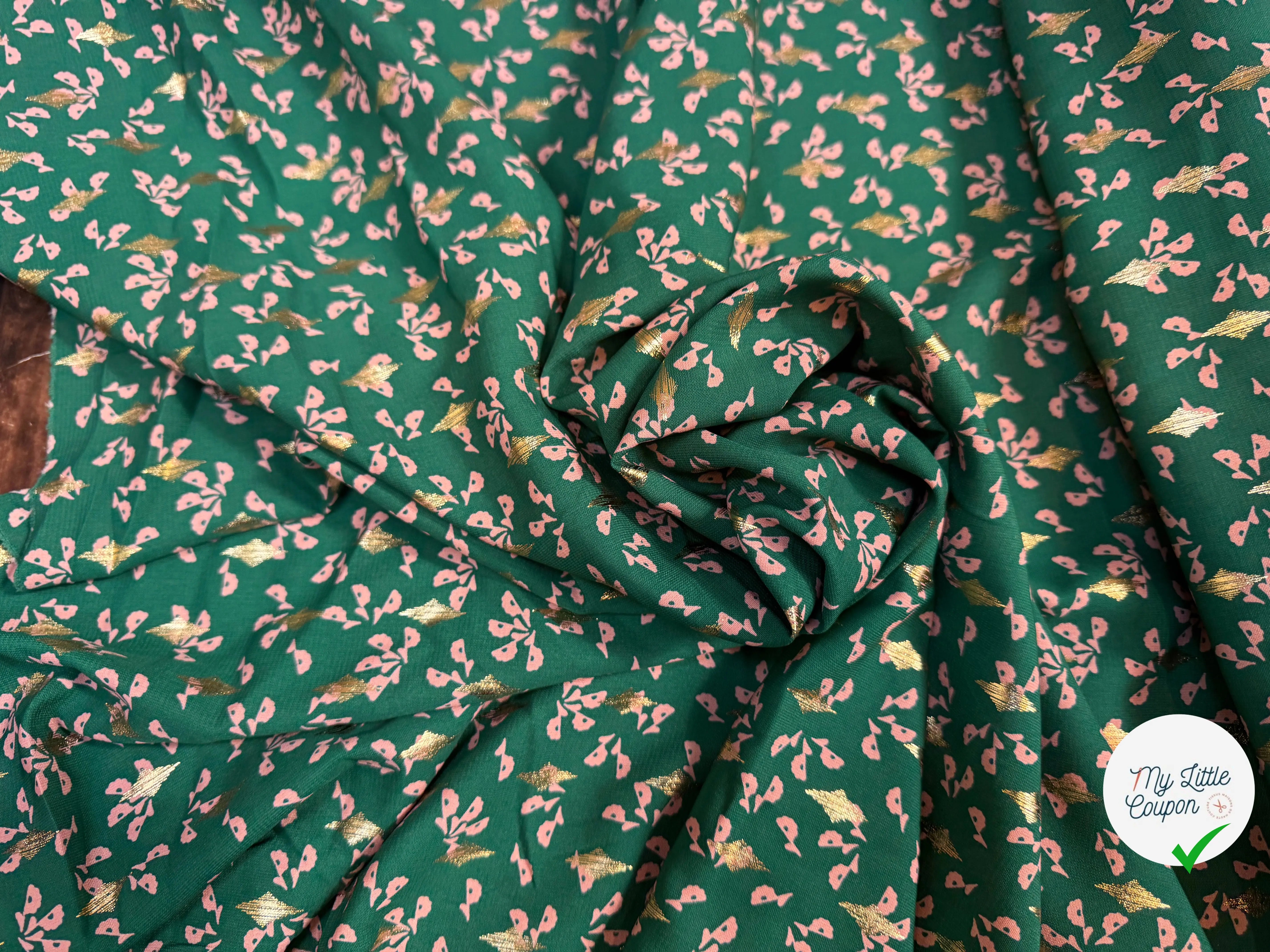 WOOLPEACH FLEURS REFLETS OR FOND VERT - My Little Coupon