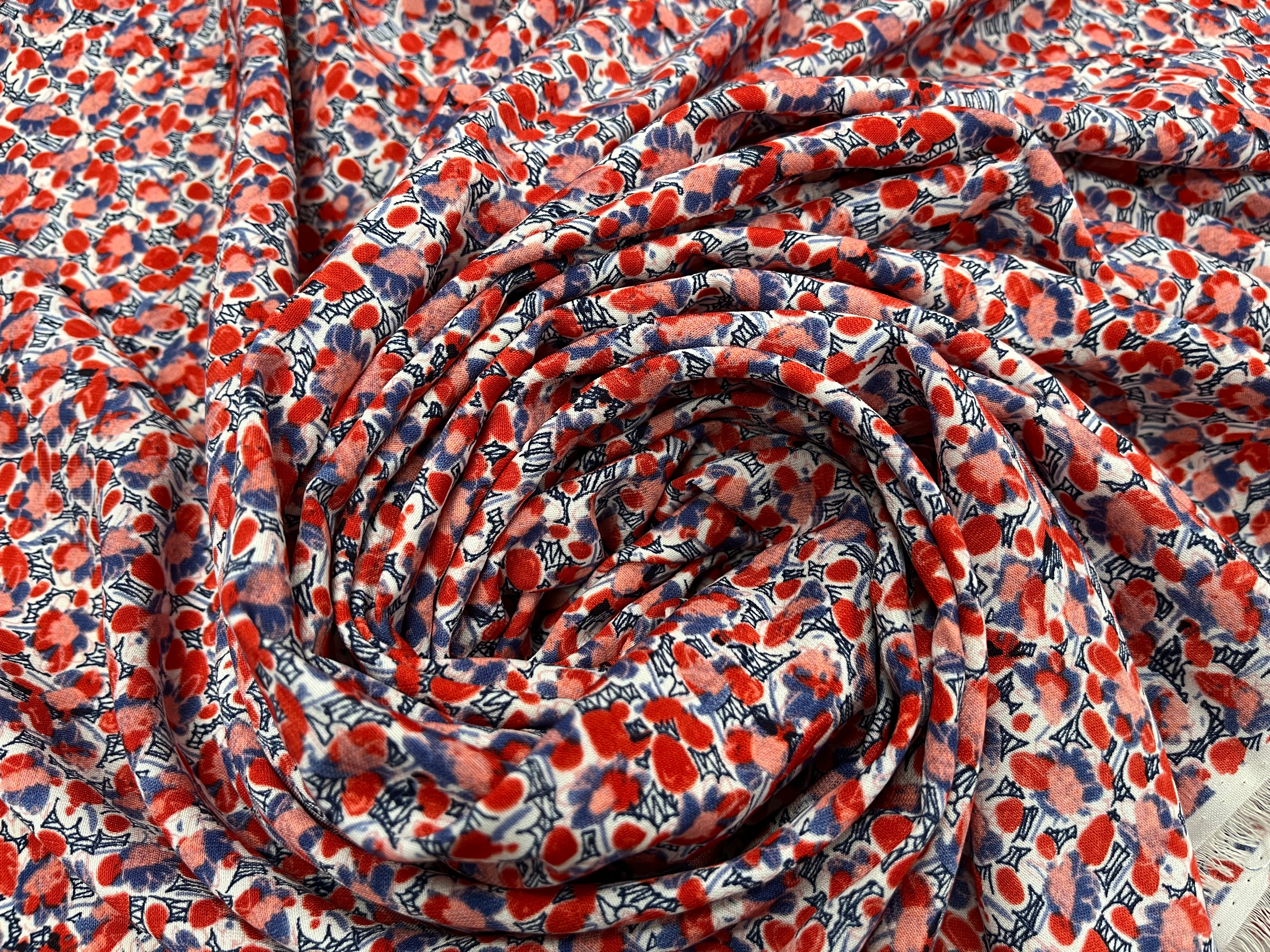 WOOLPEACH MOTIF FAÇON FLEUR BLEU ROSE FOND BLANC - My Little Coupon