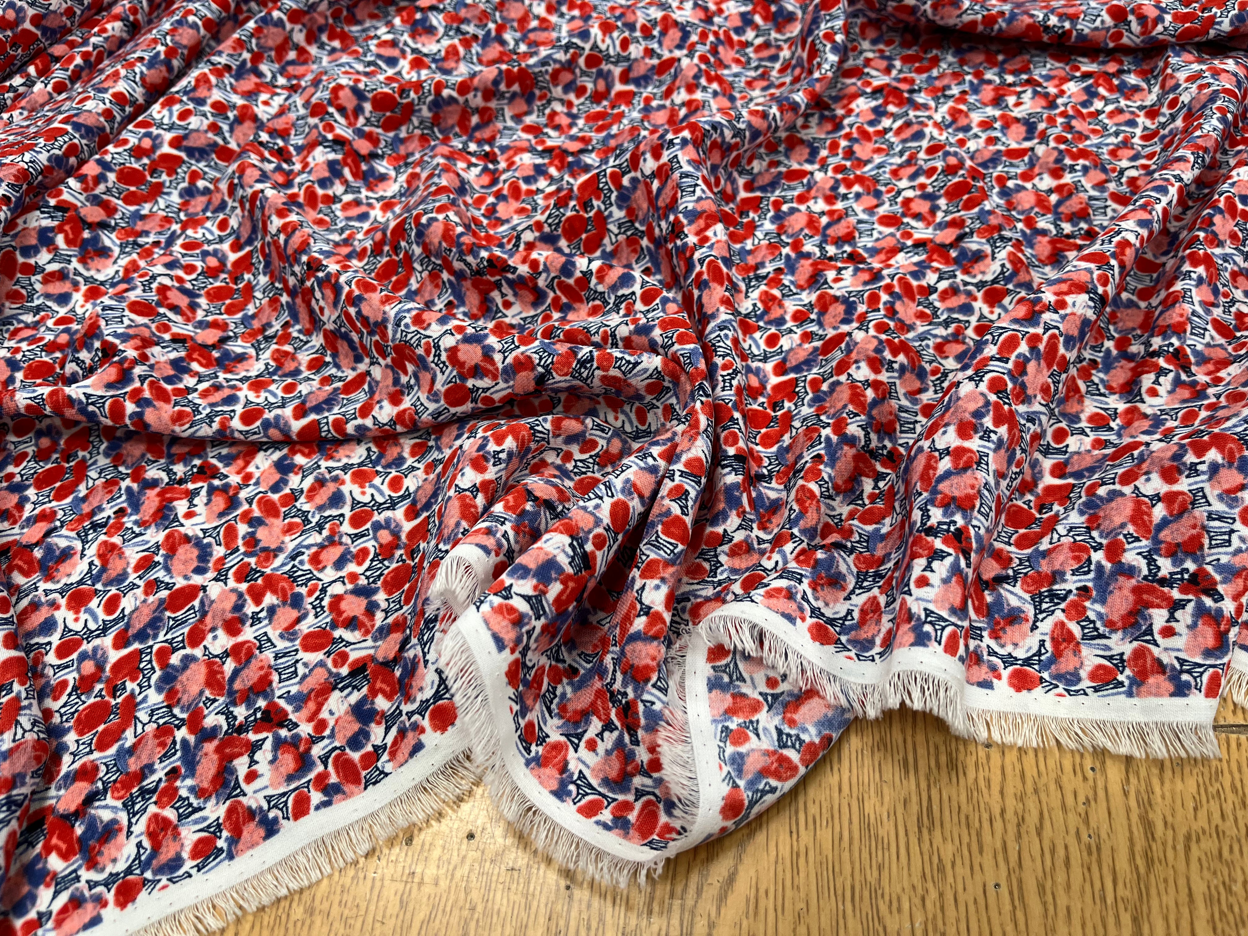 WOOLPEACH MOTIF FAÇON FLEUR BLEU ROSE FOND BLANC - My Little Coupon