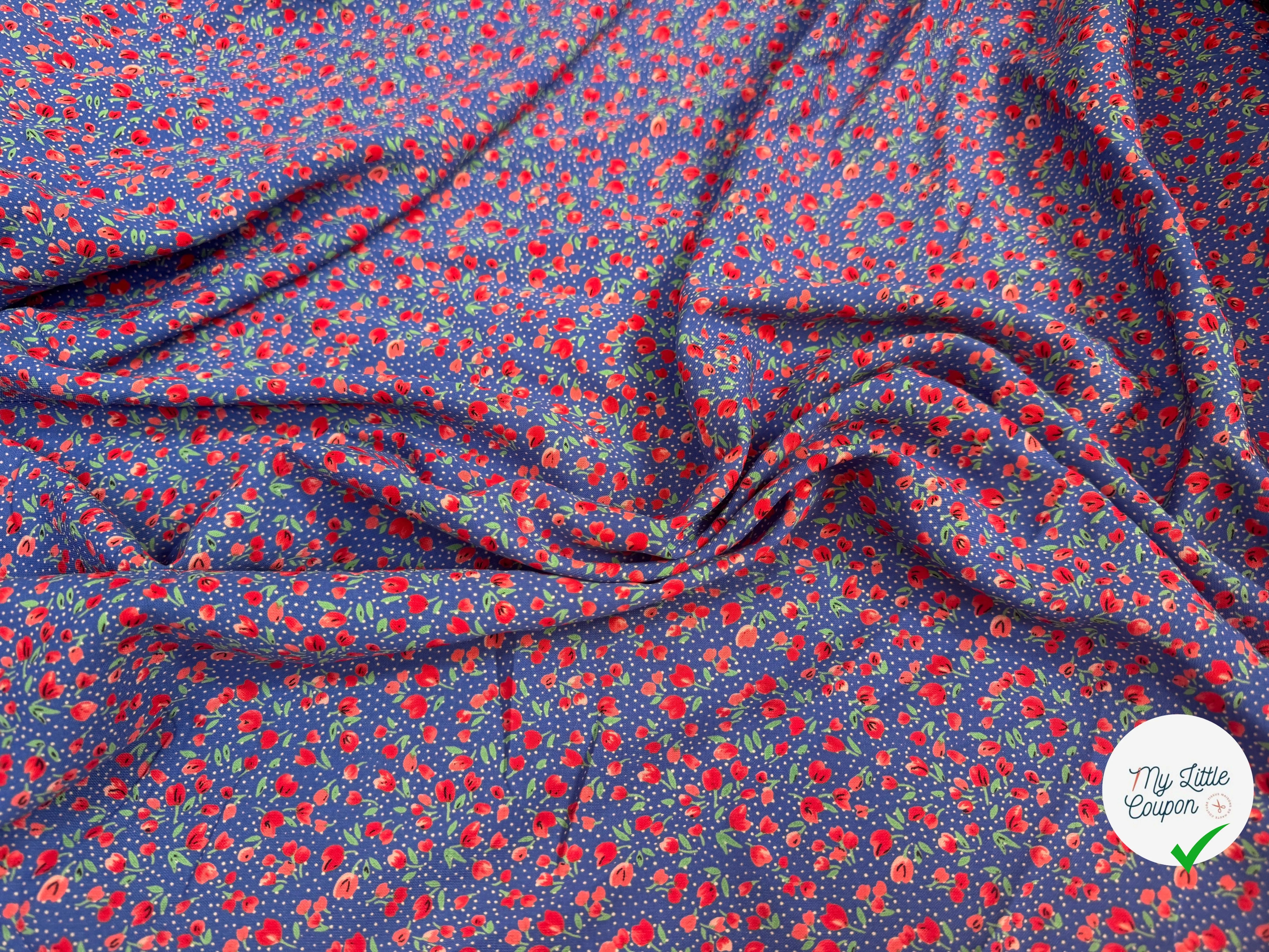 WOOLPEACH PTITE FLEURS ROUGE FOND BLEU - My Little Coupon