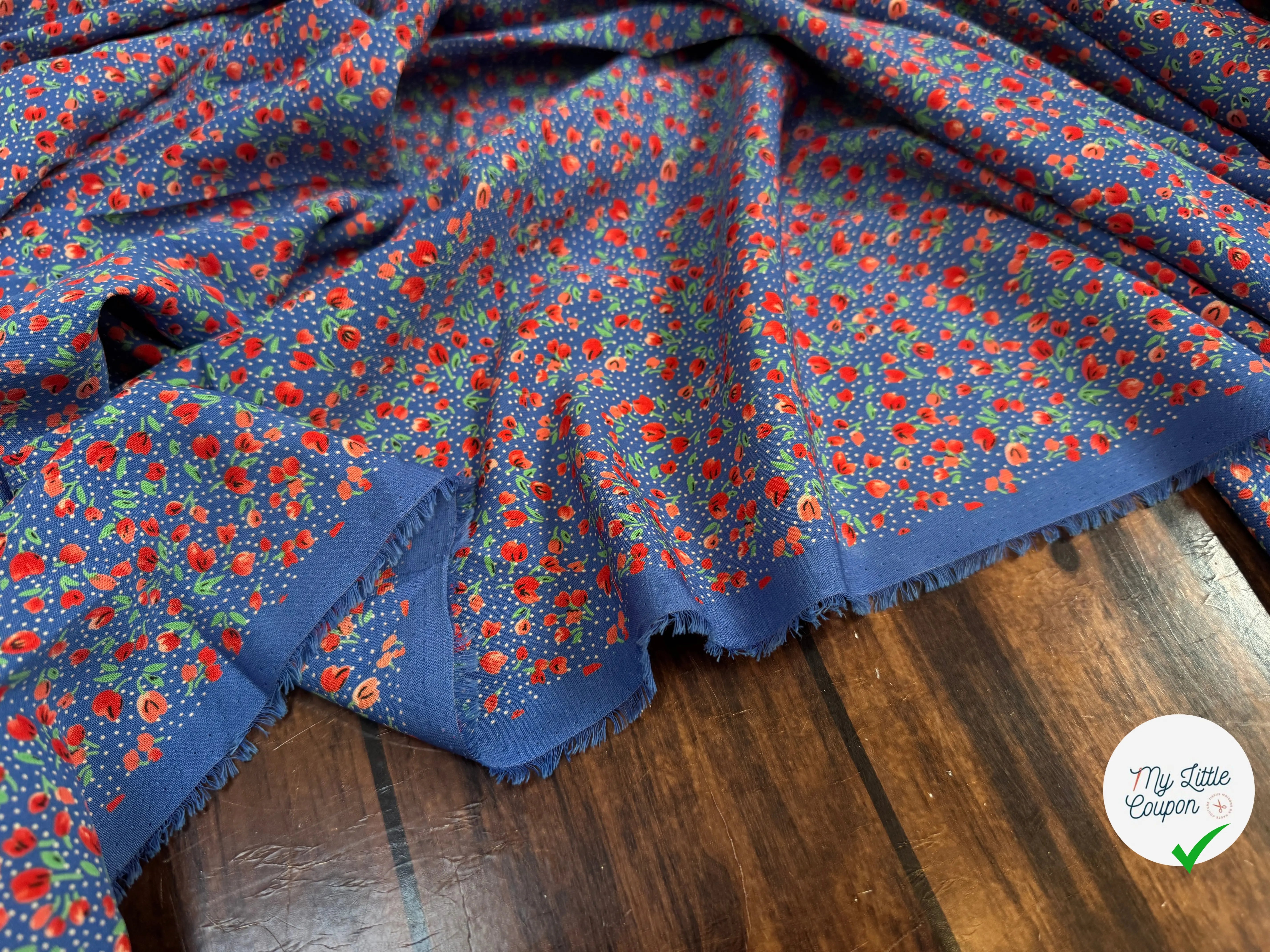 WOOLPEACH PTITE FLEURS ROUGE FOND BLEU - My Little Coupon