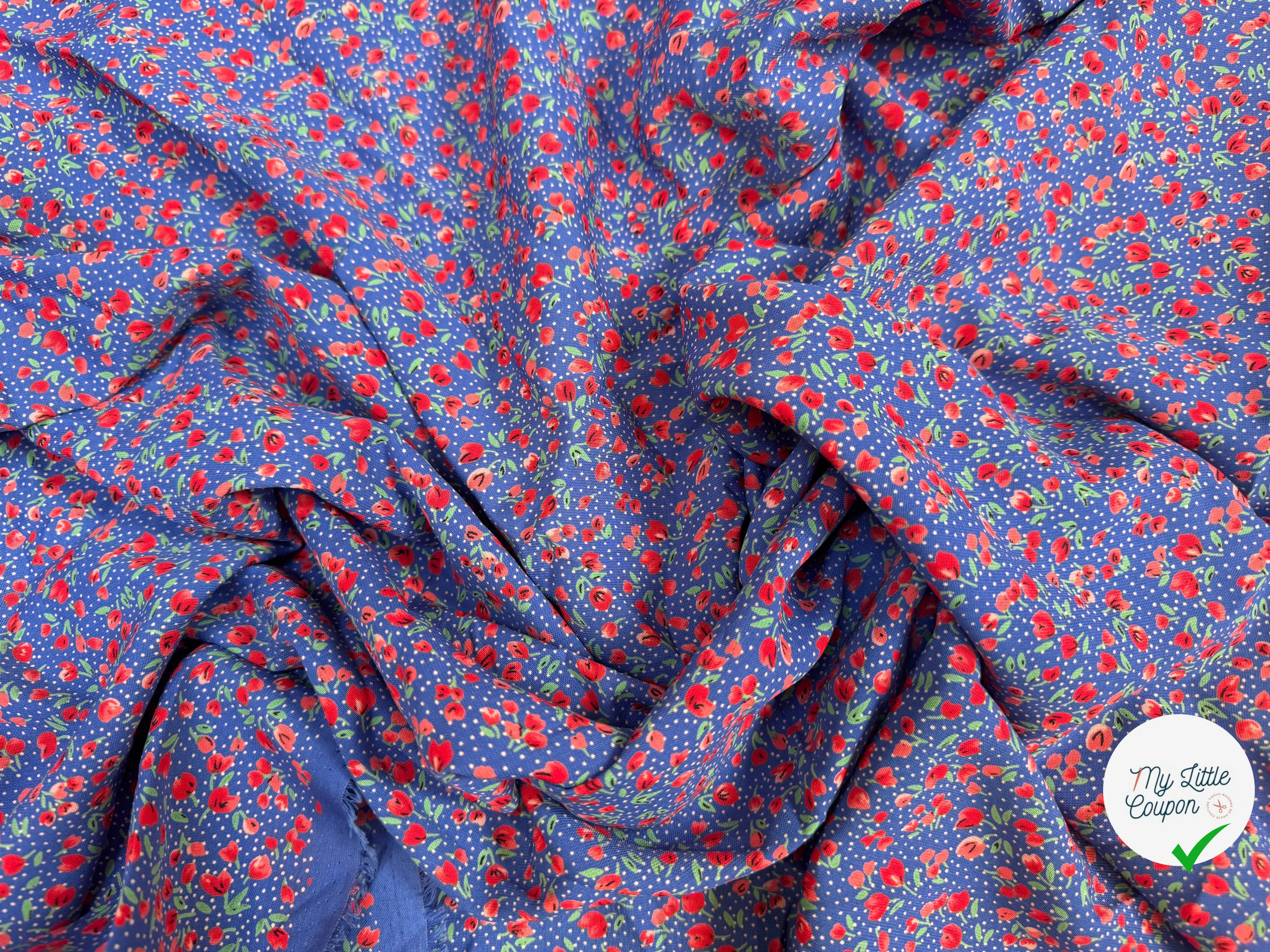 WOOLPEACH PTITE FLEURS ROUGE FOND BLEU - My Little Coupon