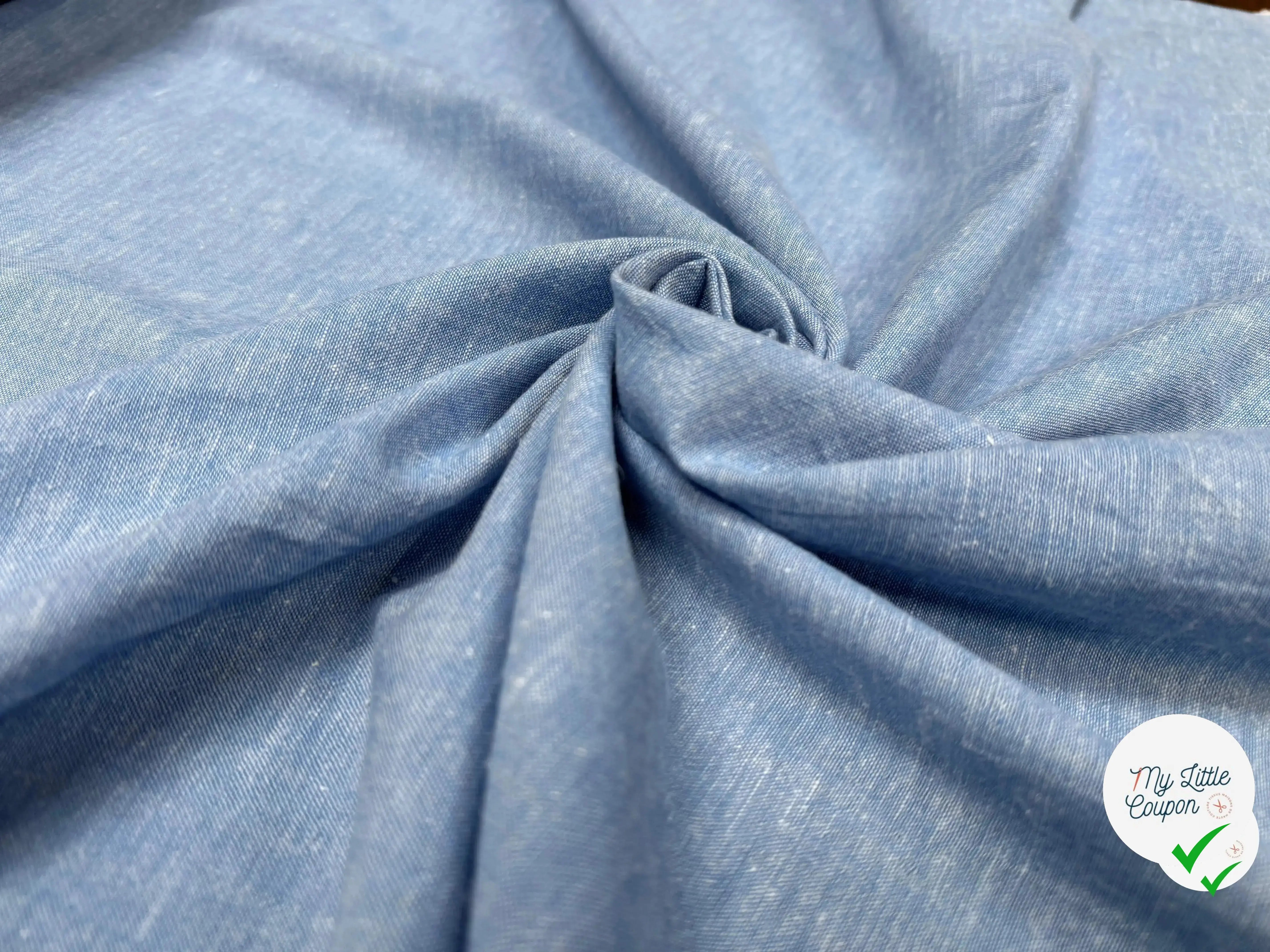 CHAMBRAY COTON LIN, Downy Blue - My Little Coupon