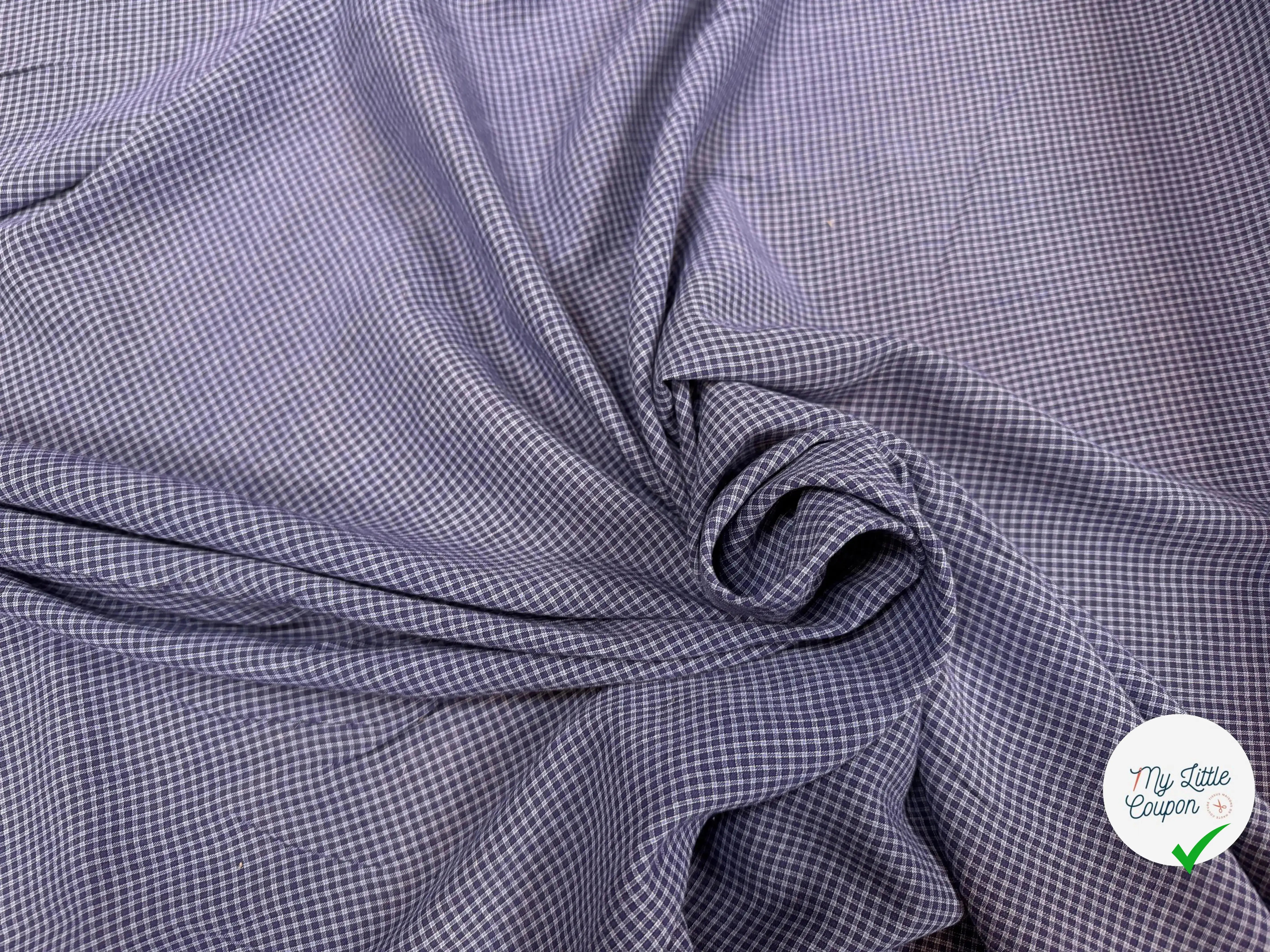 COTON LEGER LEGERMENT GAUFFRE PETIT CARREAUX BLEU - My Little Coupon