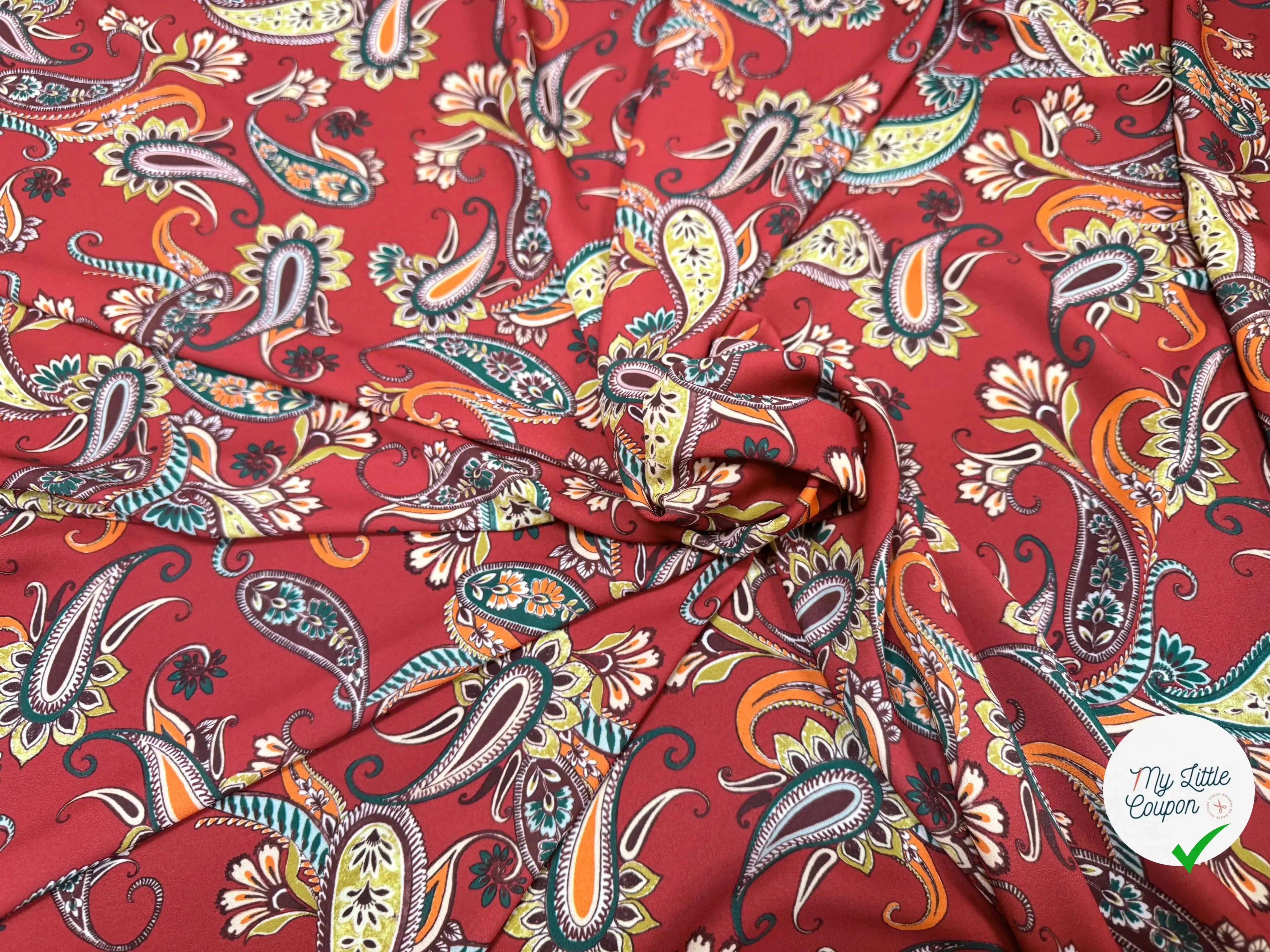 CREPE DE PAISLEY BURGUNDY - My Little Coupon