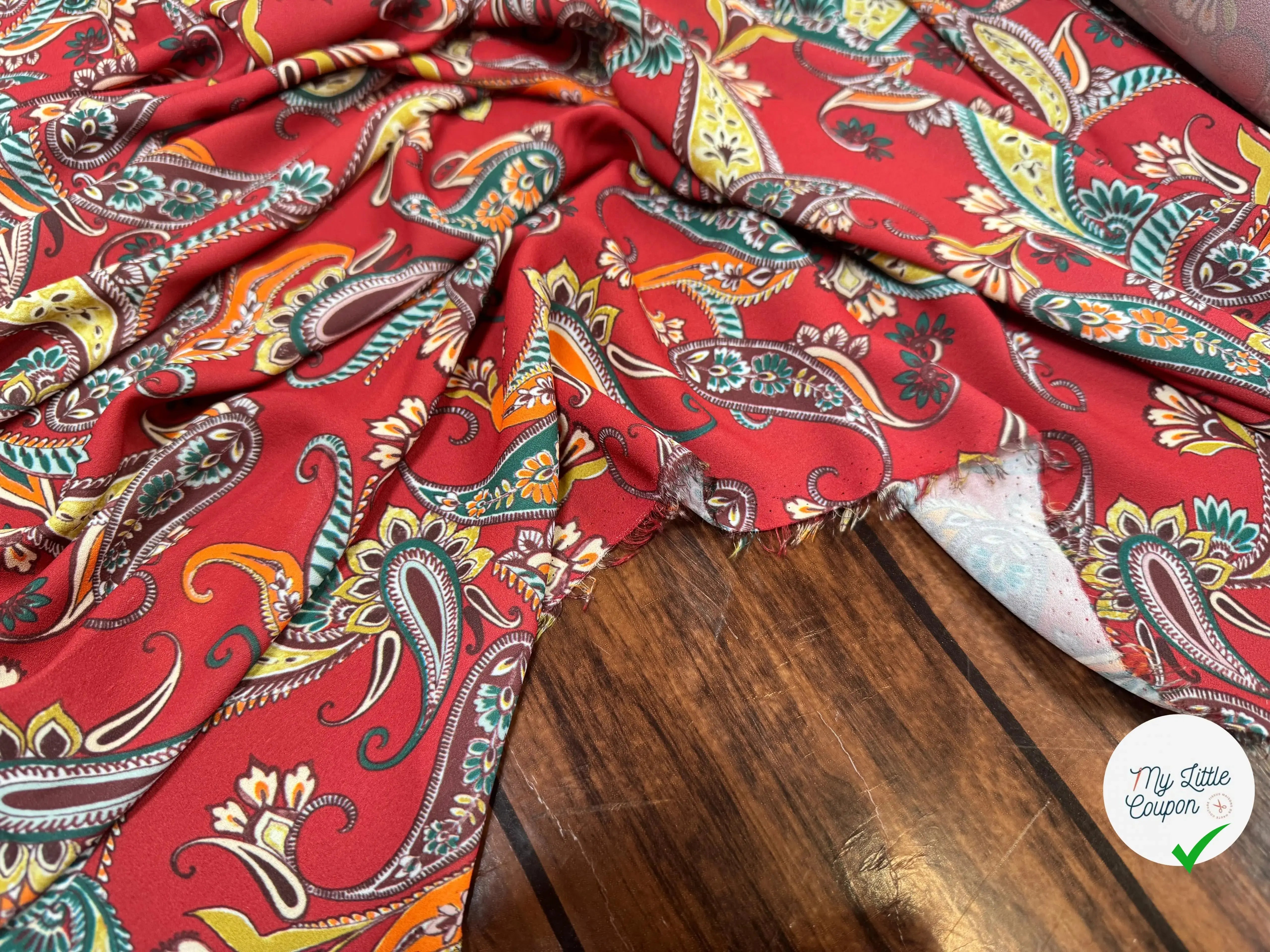 CREPE DE PAISLEY BURGUNDY - My Little Coupon