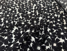 CREPE MAROCAIN VISCOSE FOND BLANC MOTIFS FLEURS DU BONHEUR JAPON NOIR - My Little Coupon