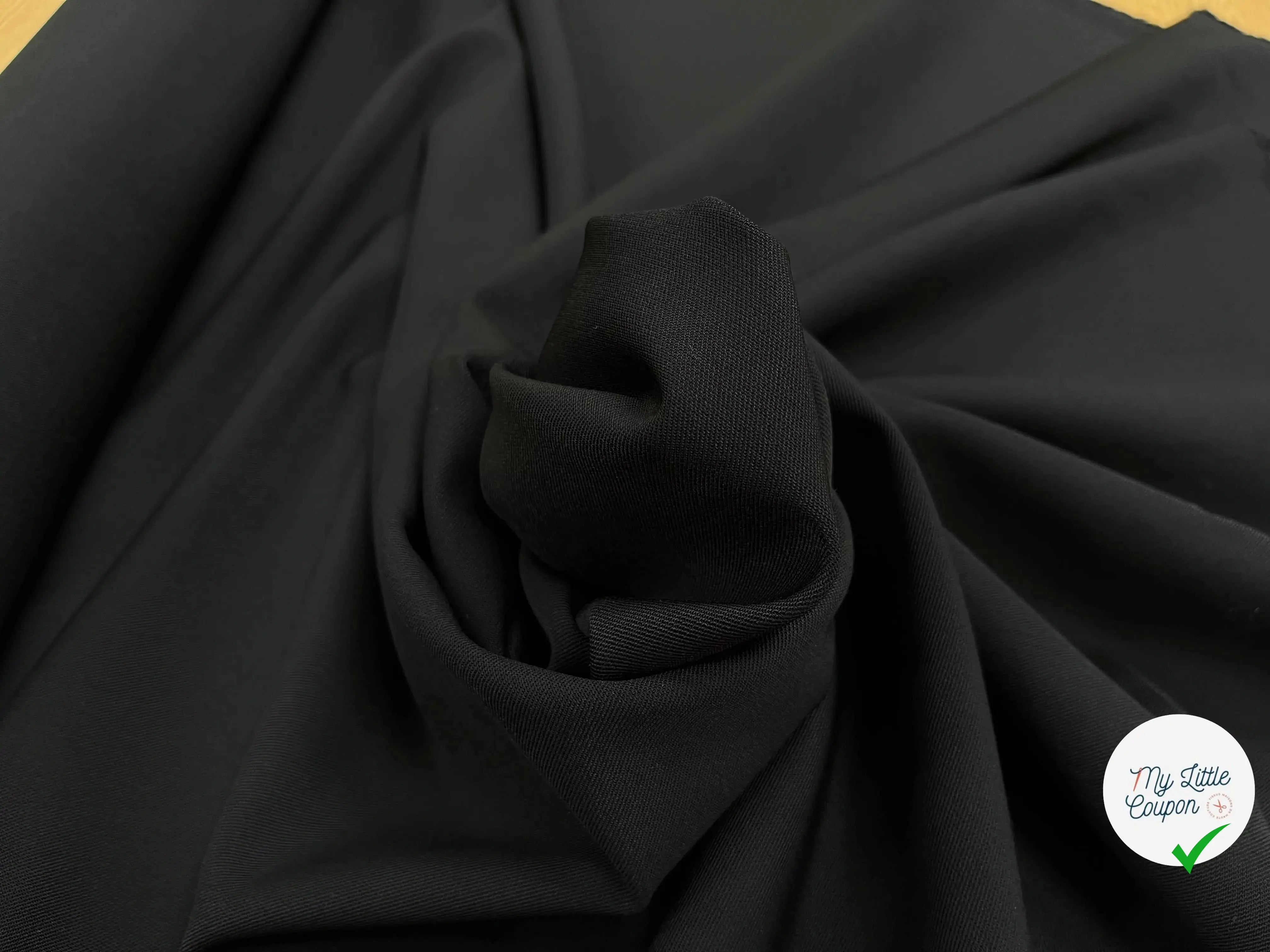 CREPE VISCOSE SERGEE NOIR UNI STRETCH - My Little Coupon
