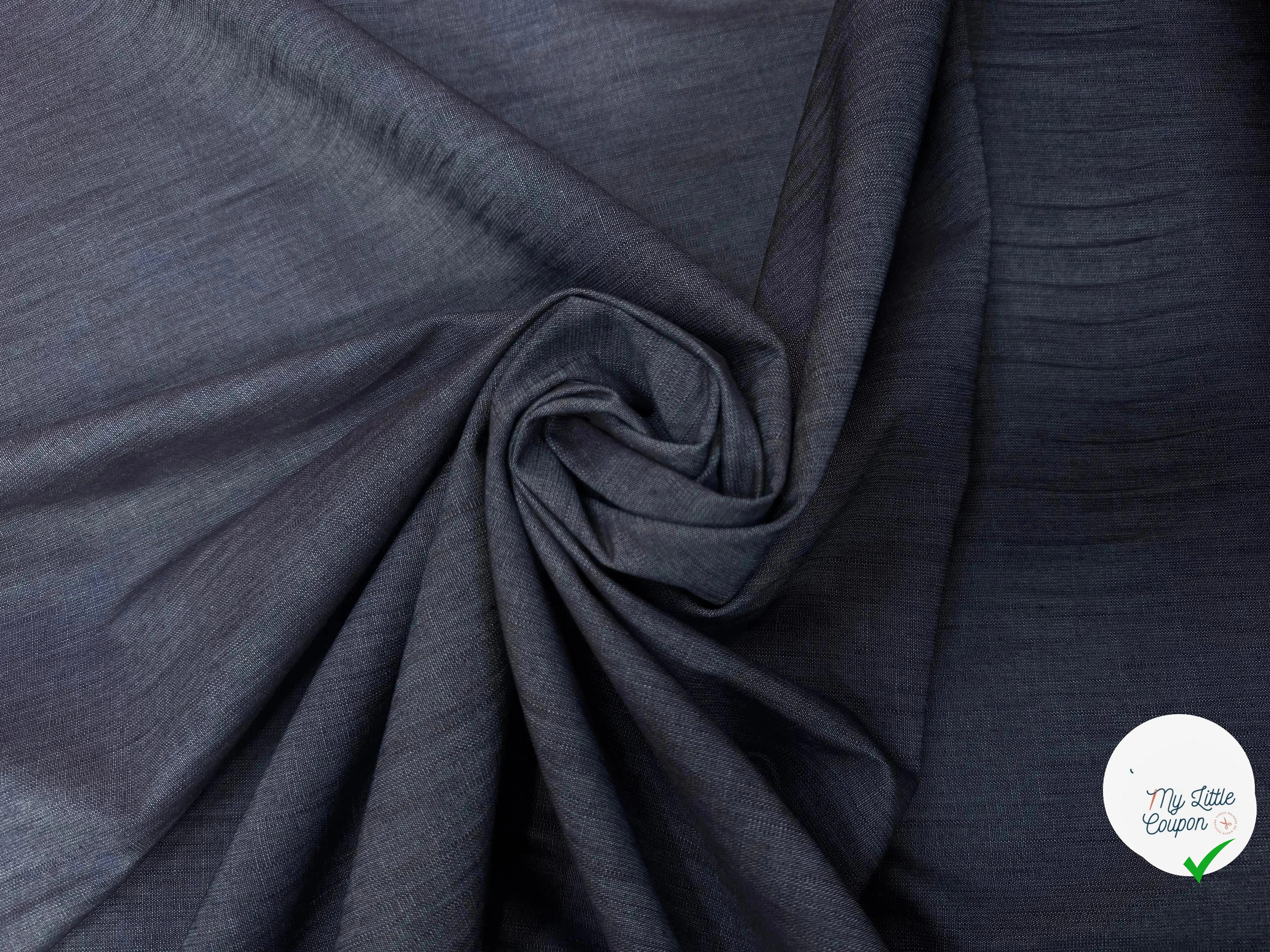 DENIM COTON FIN BLEU NAVY - My Little Coupon