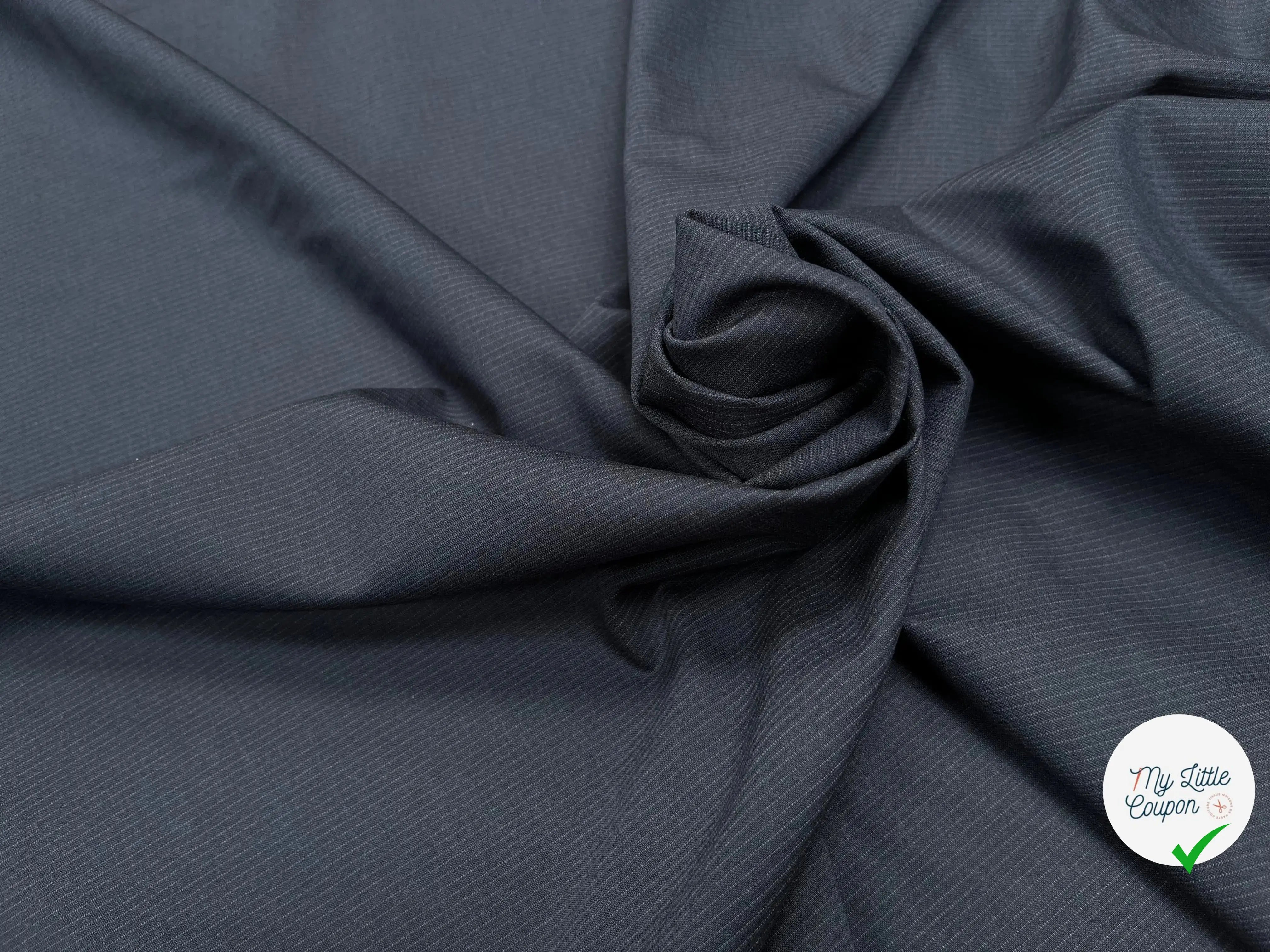 DRAPERIE 100% LAINE VIERGE BLEU MARINE RAYÉ TRÈS ÉLEGANTE - My Little Coupon