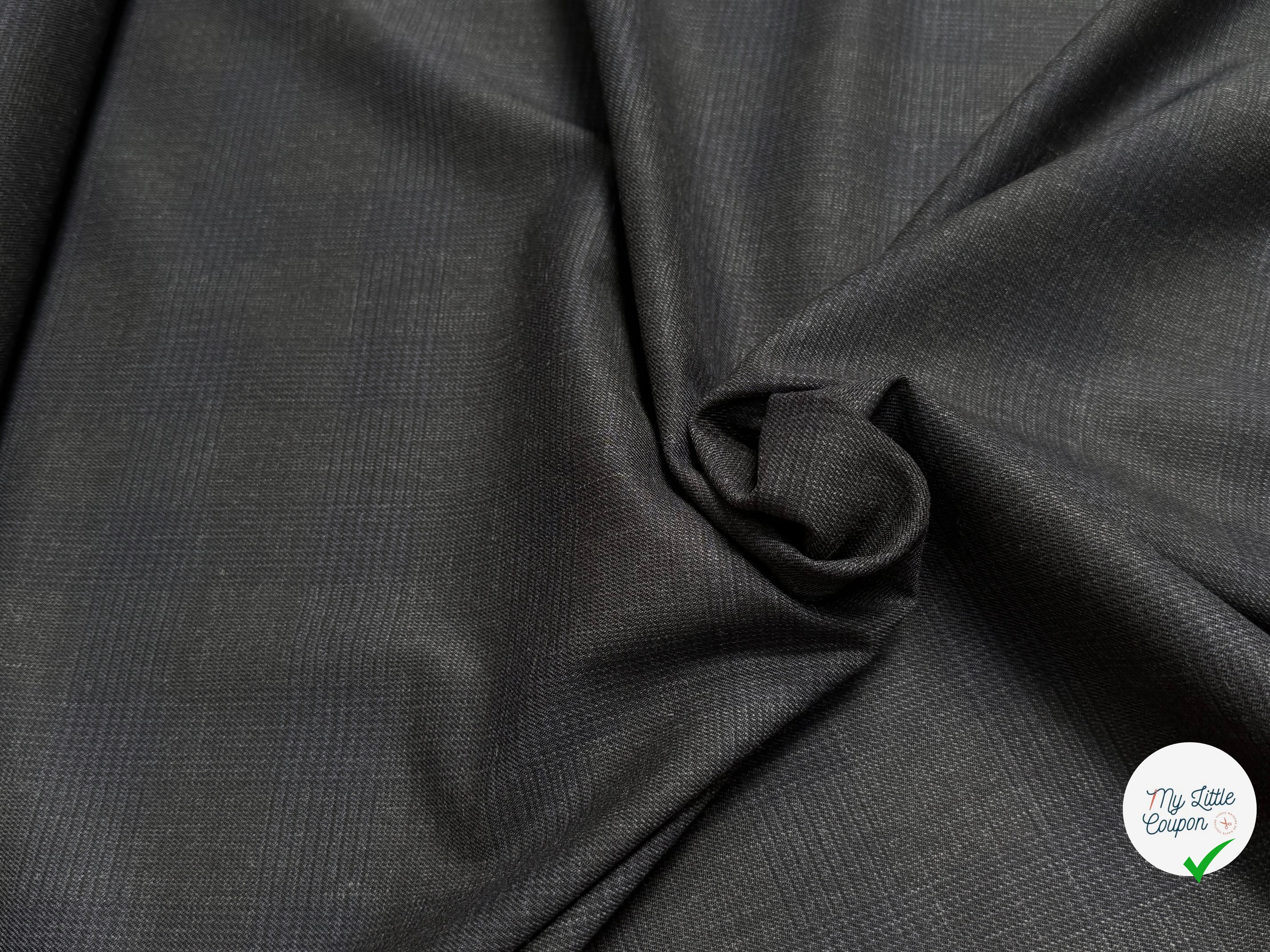DRAPERIE 50% LAINE VIERGE TRÈS BELLE TENUE CARREAUX BLEU GRIS DEPERLANTE - My Little Coupon