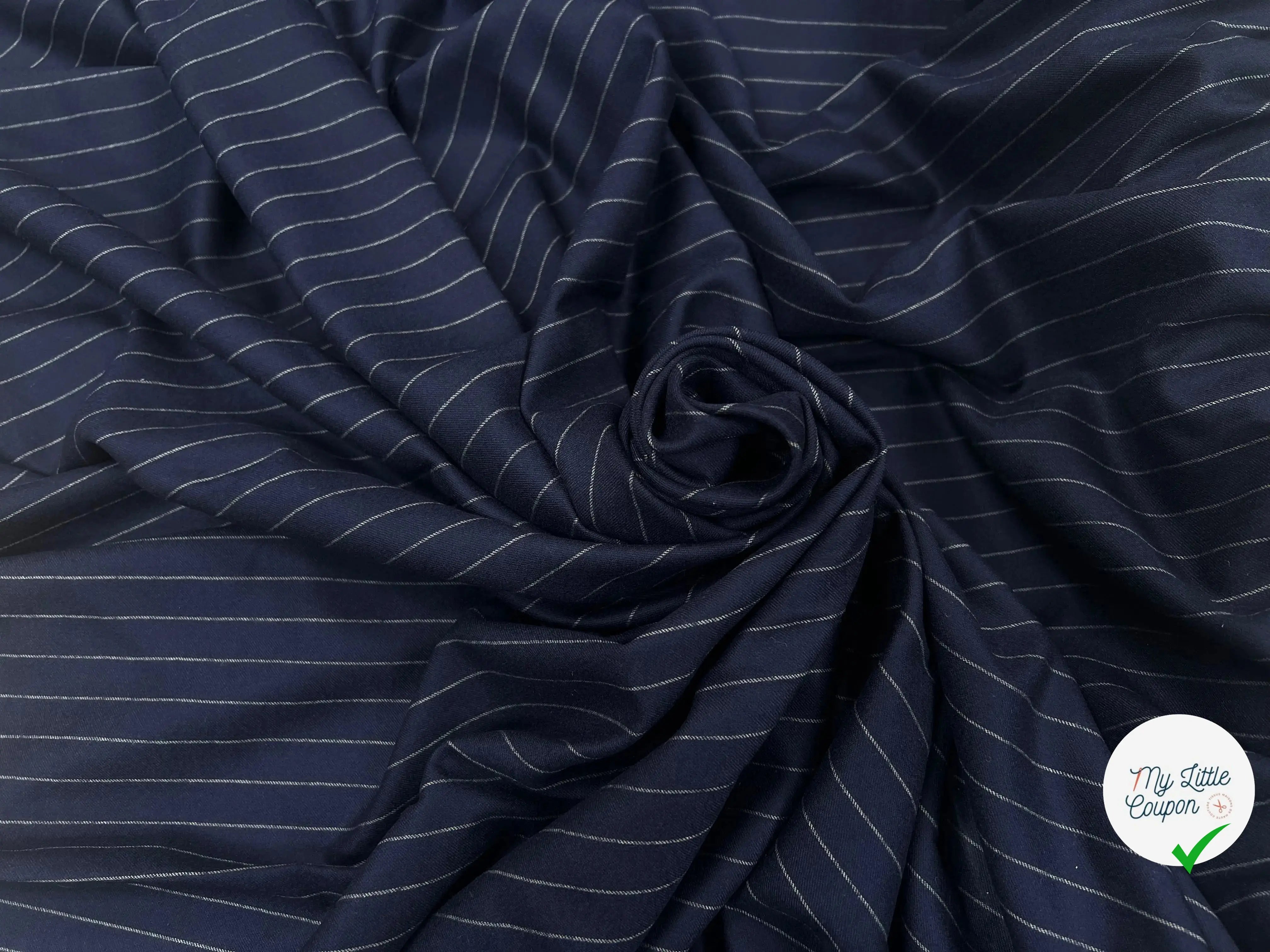 FLANELLE DE LAINE RAYURE ULTRA CHIC MARINE - My Little Coupon