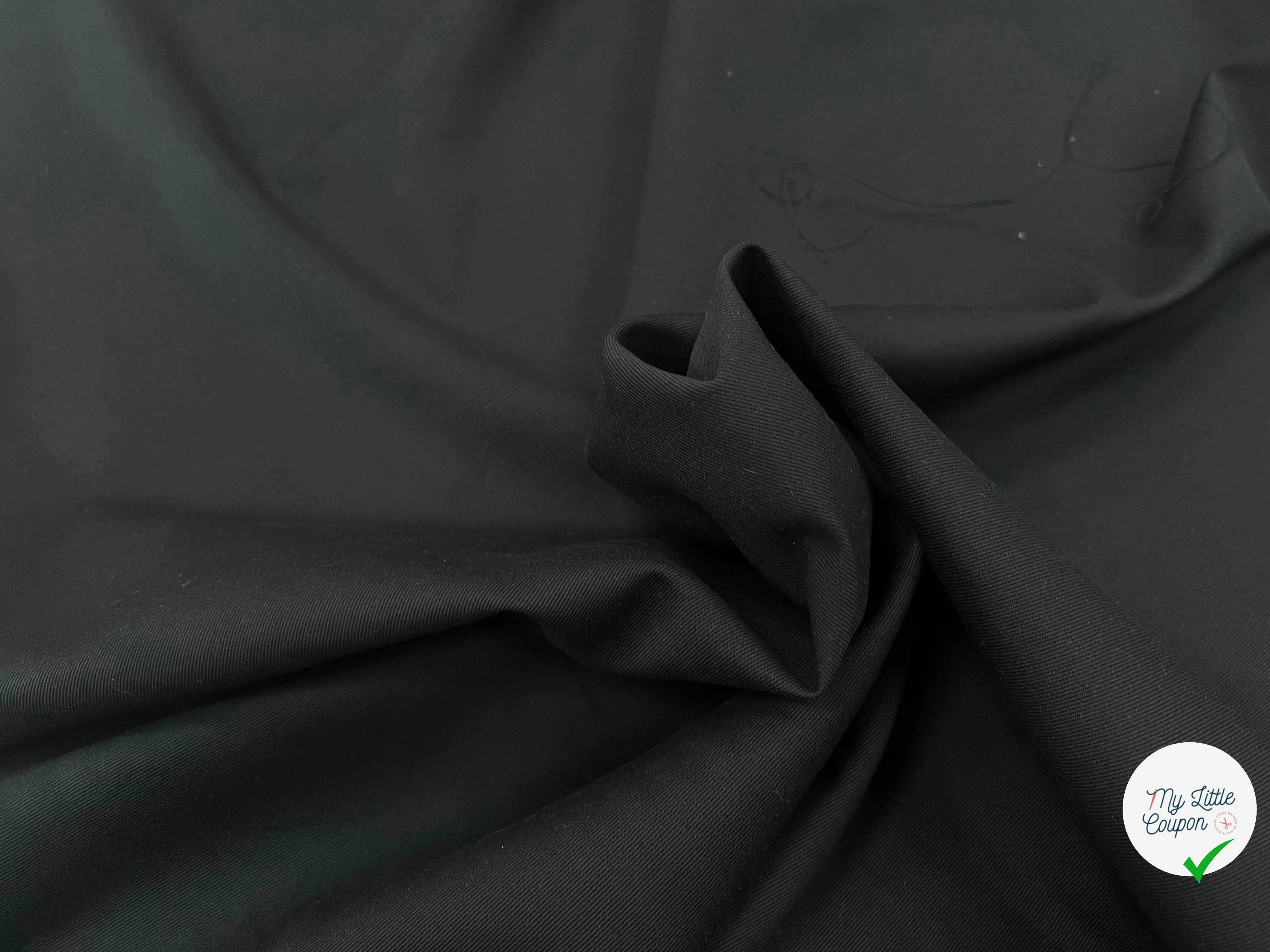 GABARDINE DE COTON NOIR SERGÉE 153 CM LAIZE - My Little Coupon