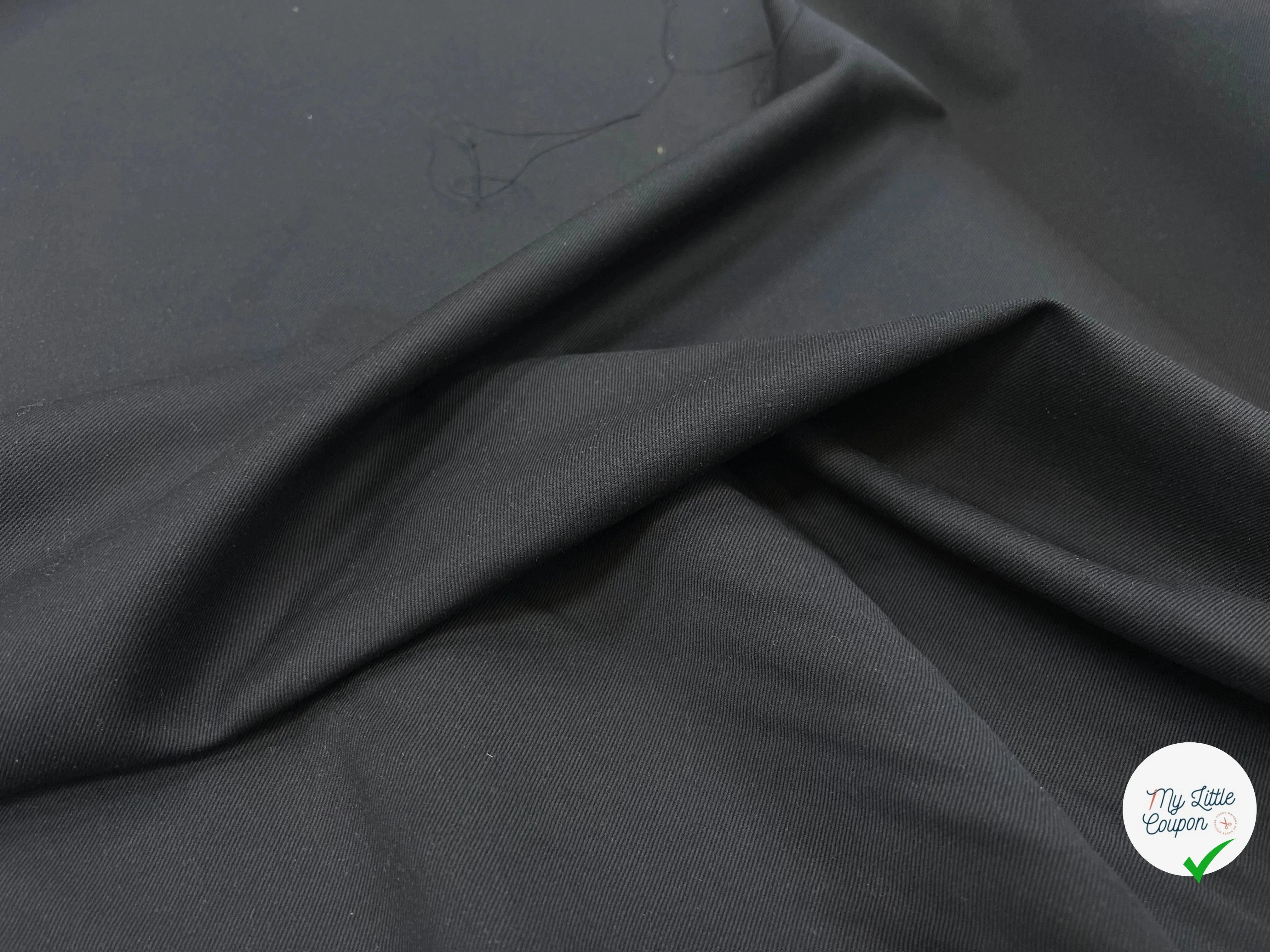 GABARDINE DE COTON NOIR SERGÉE 153 CM LAIZE - My Little Coupon