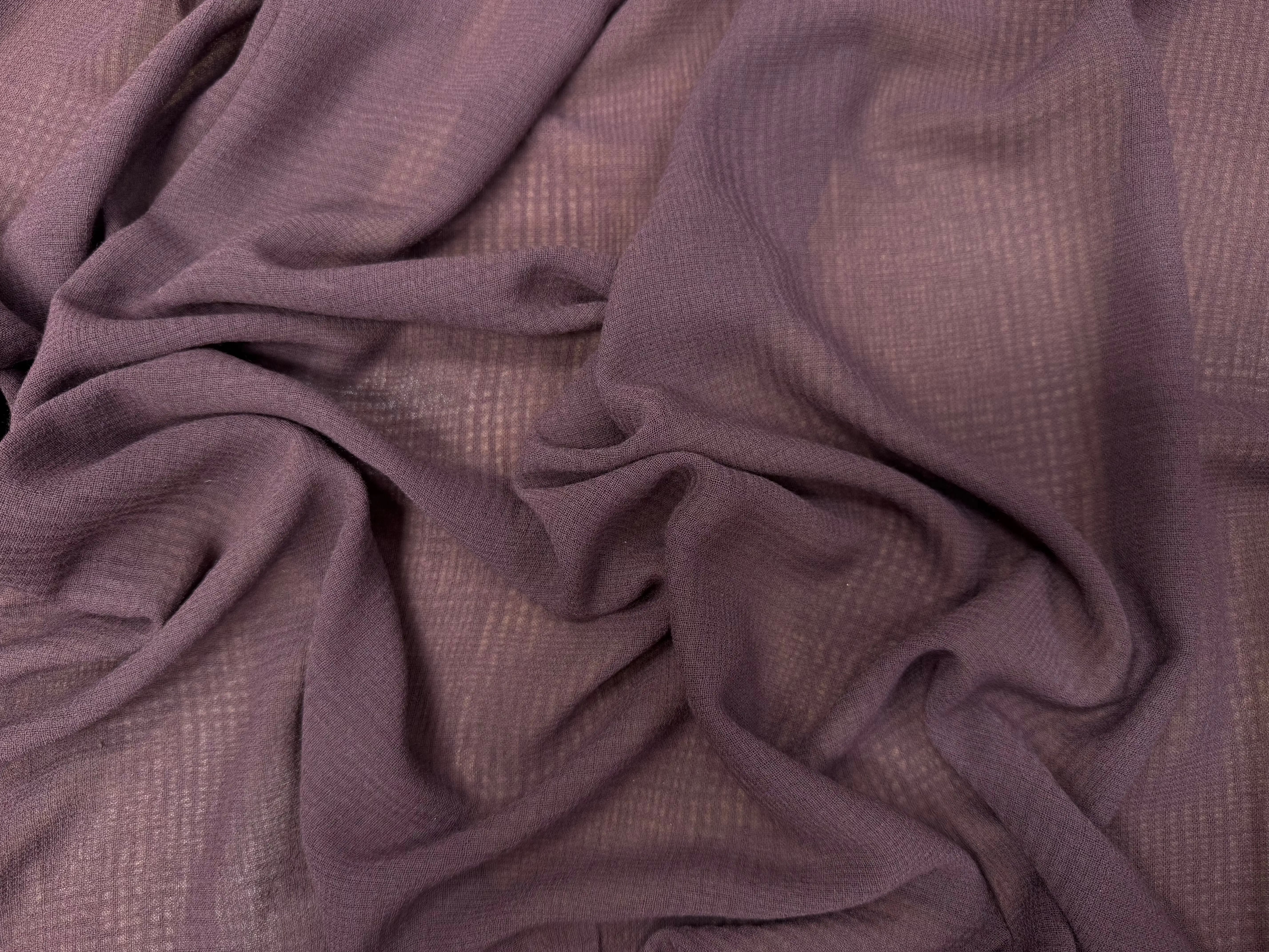 GAZE DE COTON SOIE PRUNE AVEC CARREAUX TONS SUR TONS - My Little Coupon